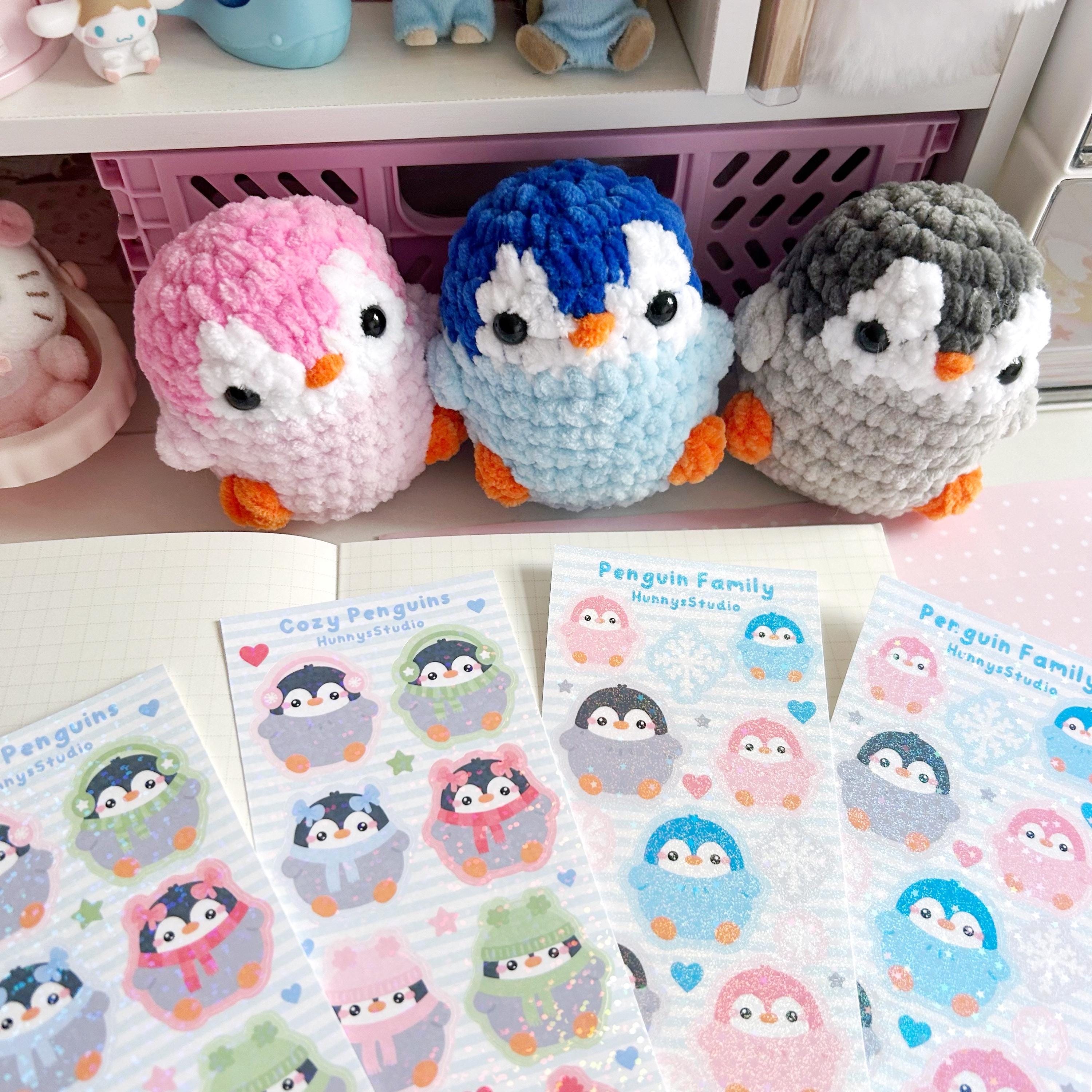 Penguin family vinyl holographic sticker sheet