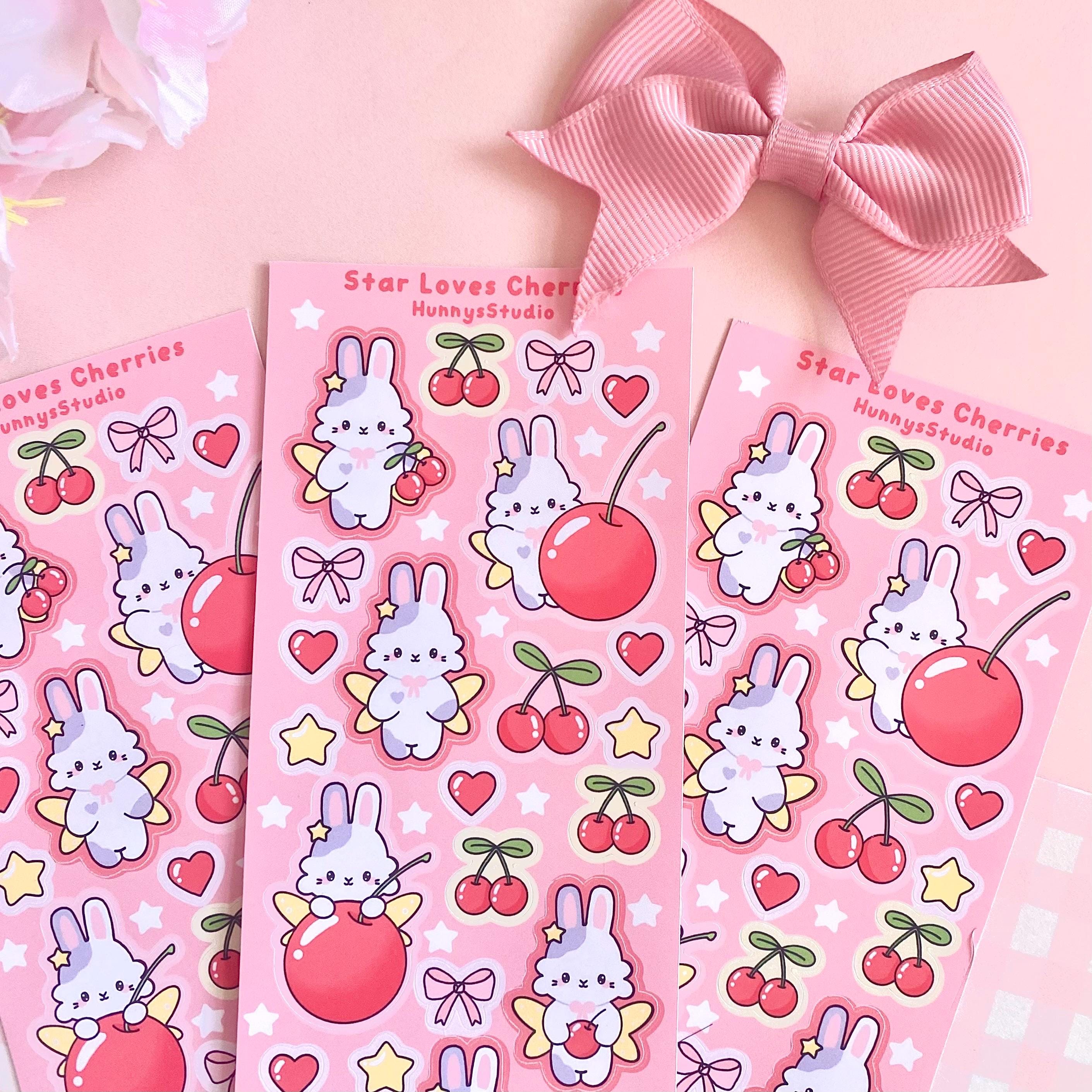 Star loves cherries matte vinyl sticker sheet