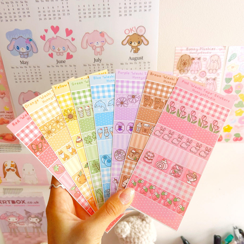 Rainbow ‘washi tape’ matte sticker sheets