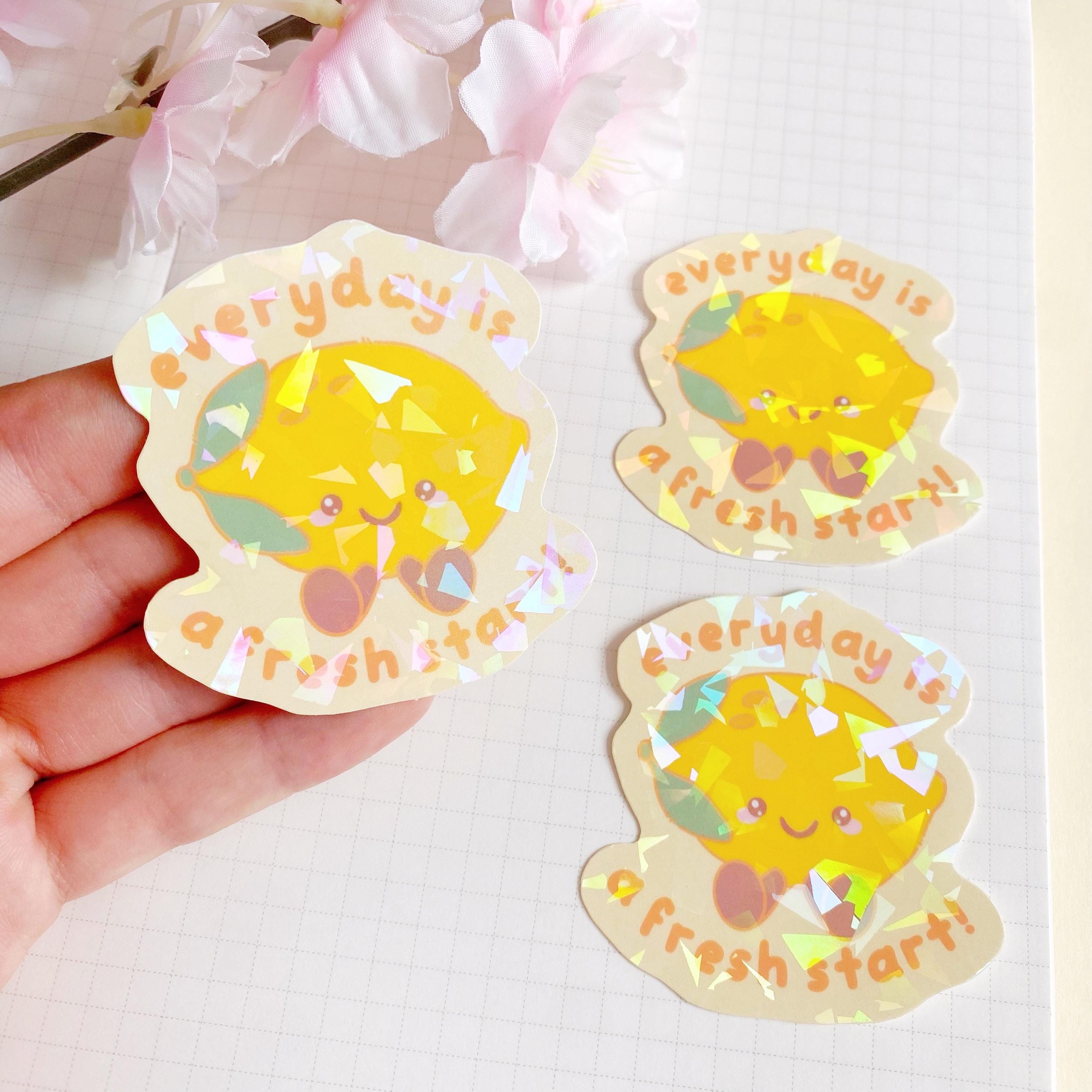 Lemon fresh start quote die cut vinyl holo sticker