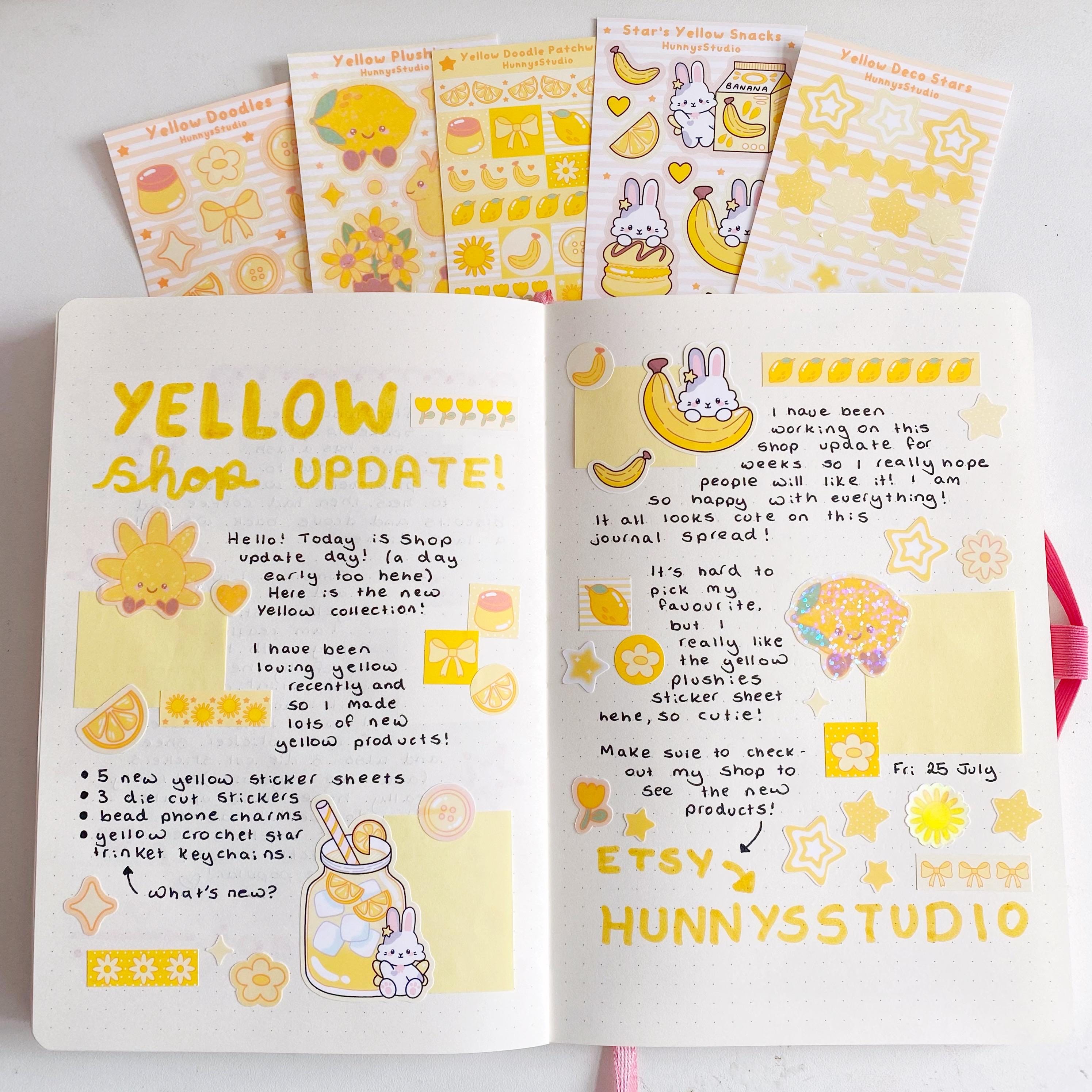 Yellow plushies holographic vinyl sticker sheet