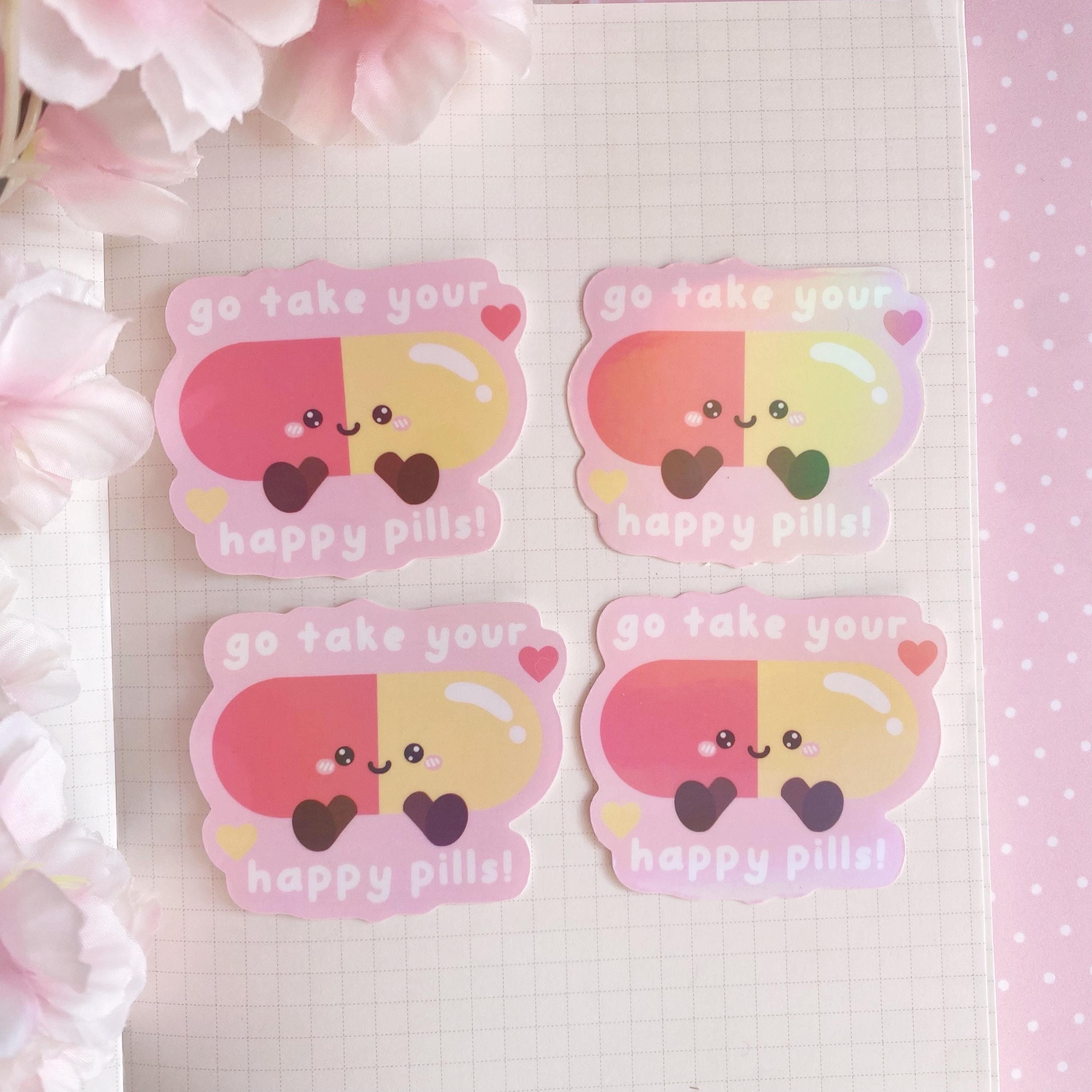 Medicine pill die cut vinyl holo sticker