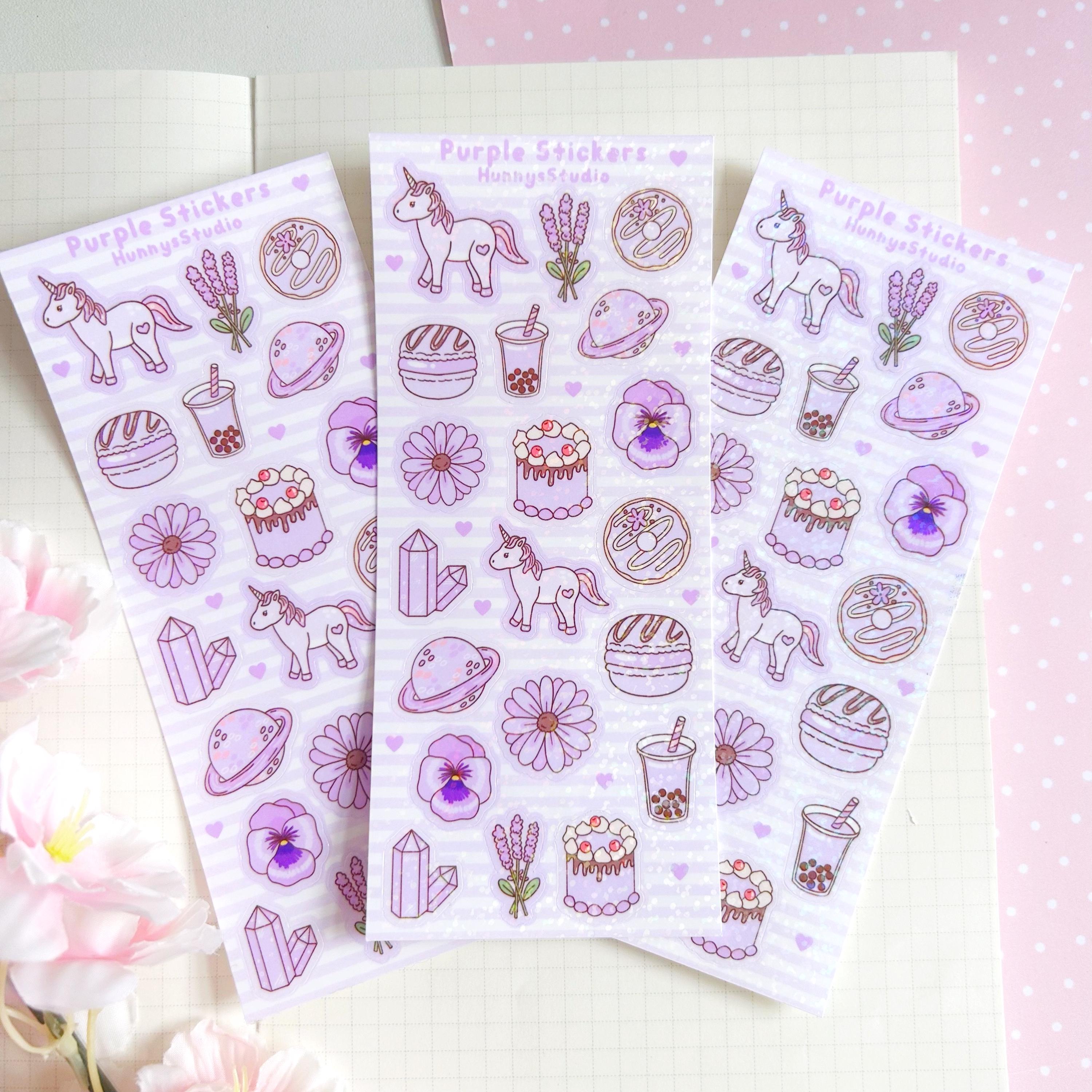 Purple stickers vinyl holographic sticker sheet