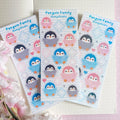Penguin family vinyl holographic sticker sheet