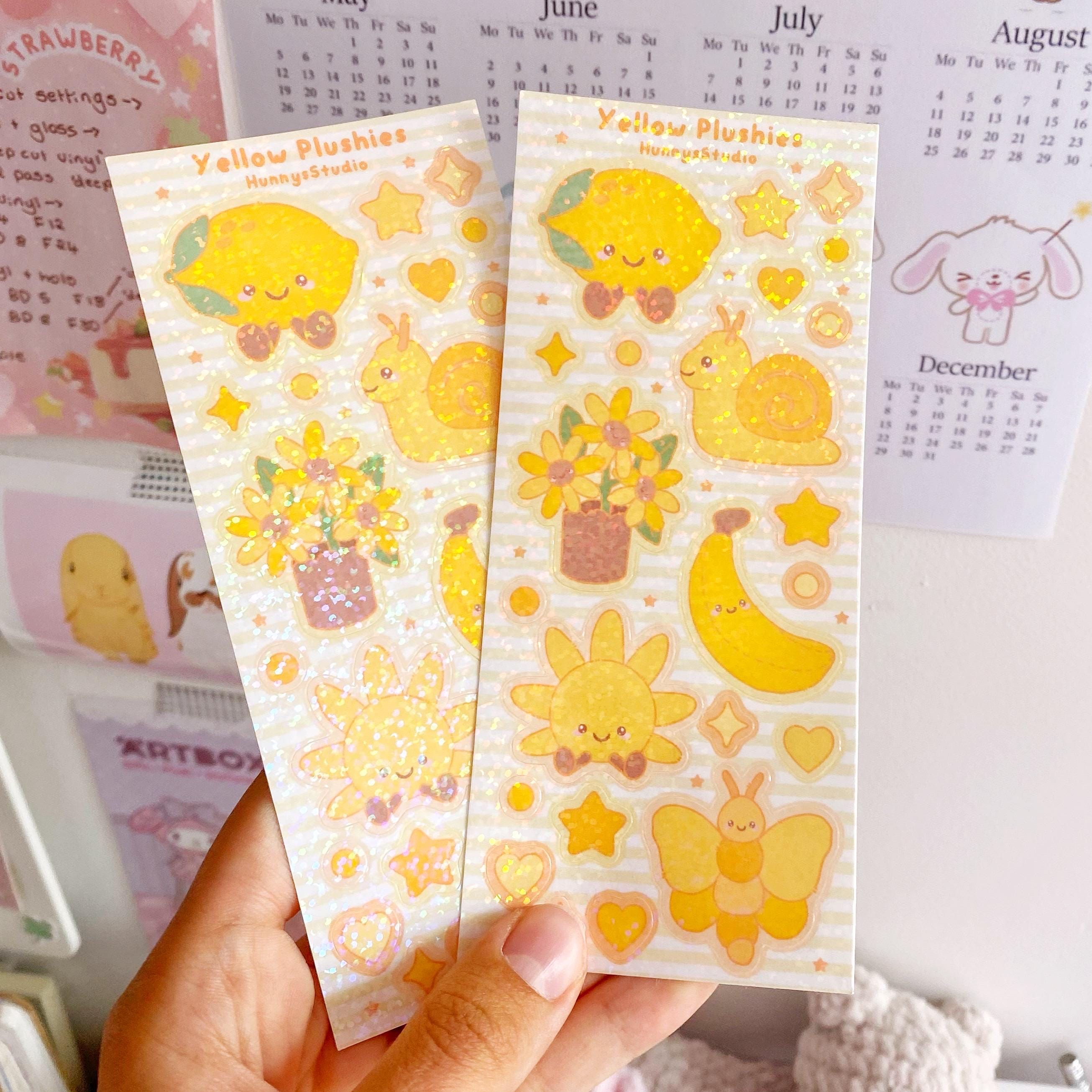 Yellow plushies holographic vinyl sticker sheet