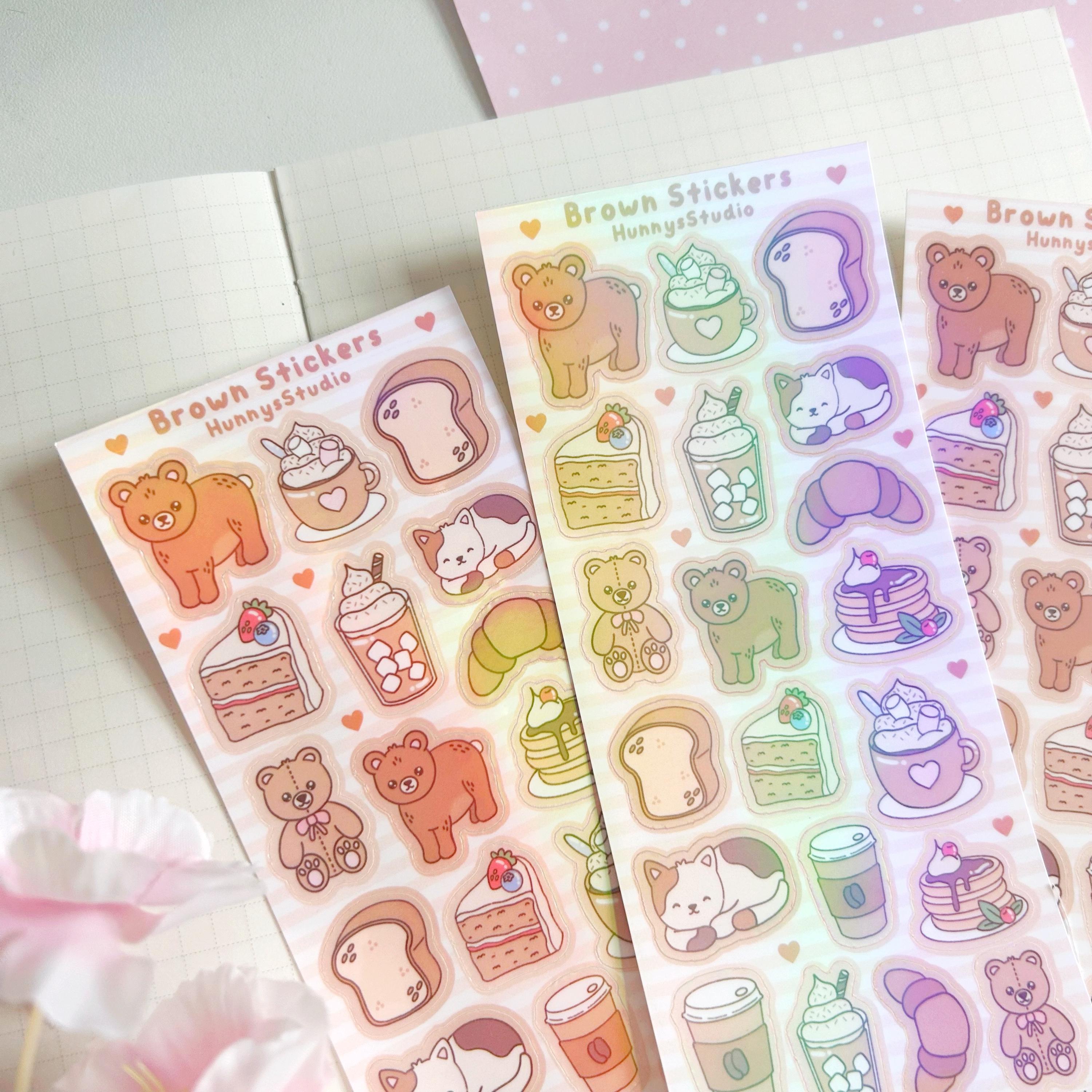 Brown stickers vinyl holographic sticker sheet