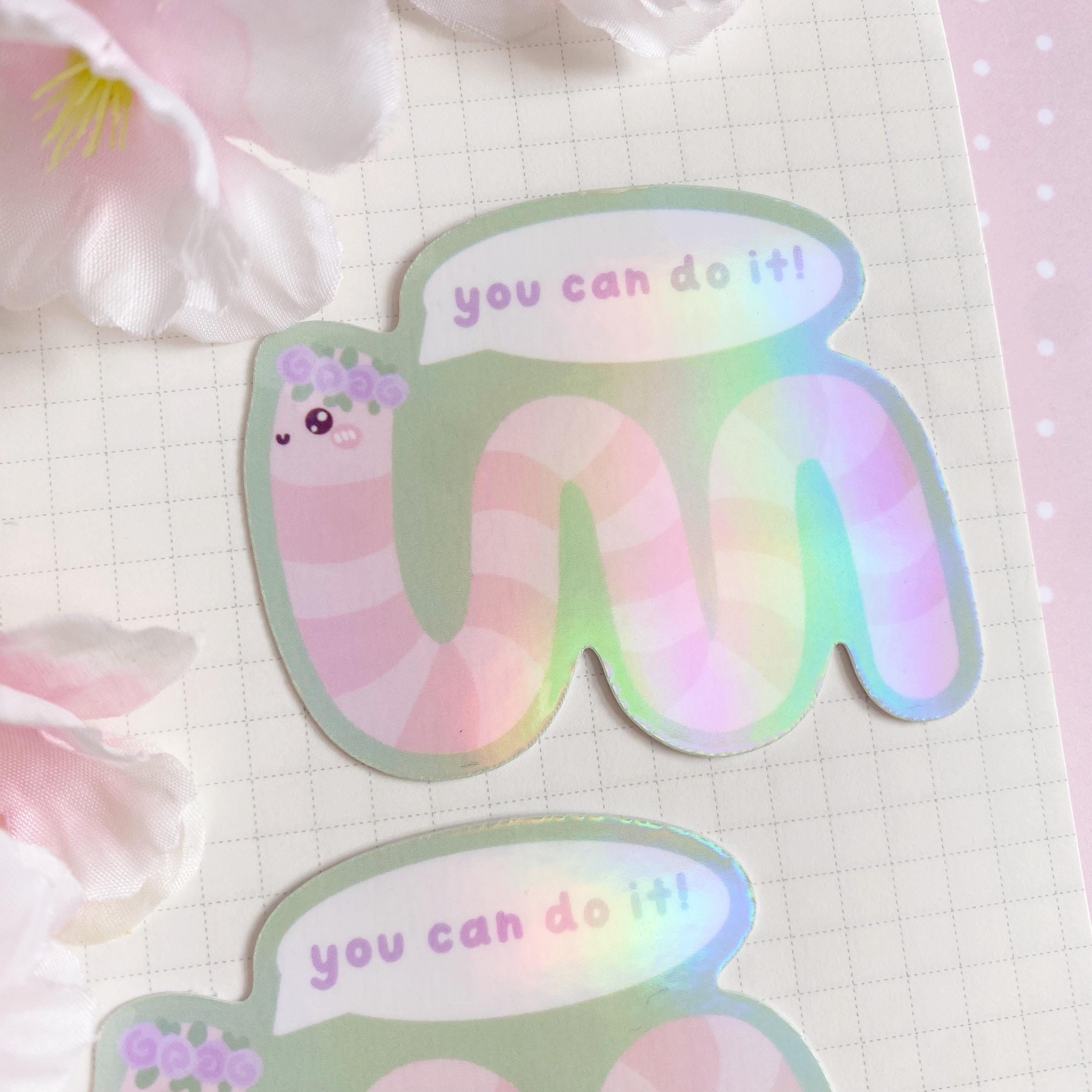 Wilbur worm you can do it die cut vinyl holo sticker