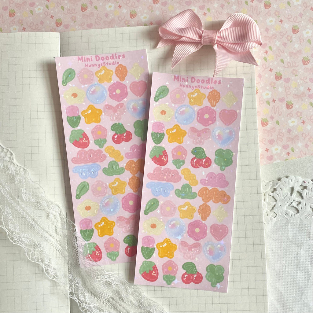 Mini doodle holographic vinyl sticker sheet