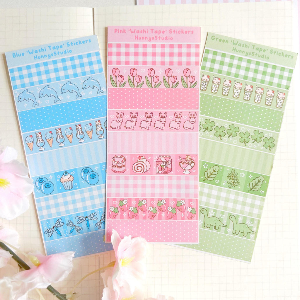 Rainbow ‘washi tape’ matte sticker sheets