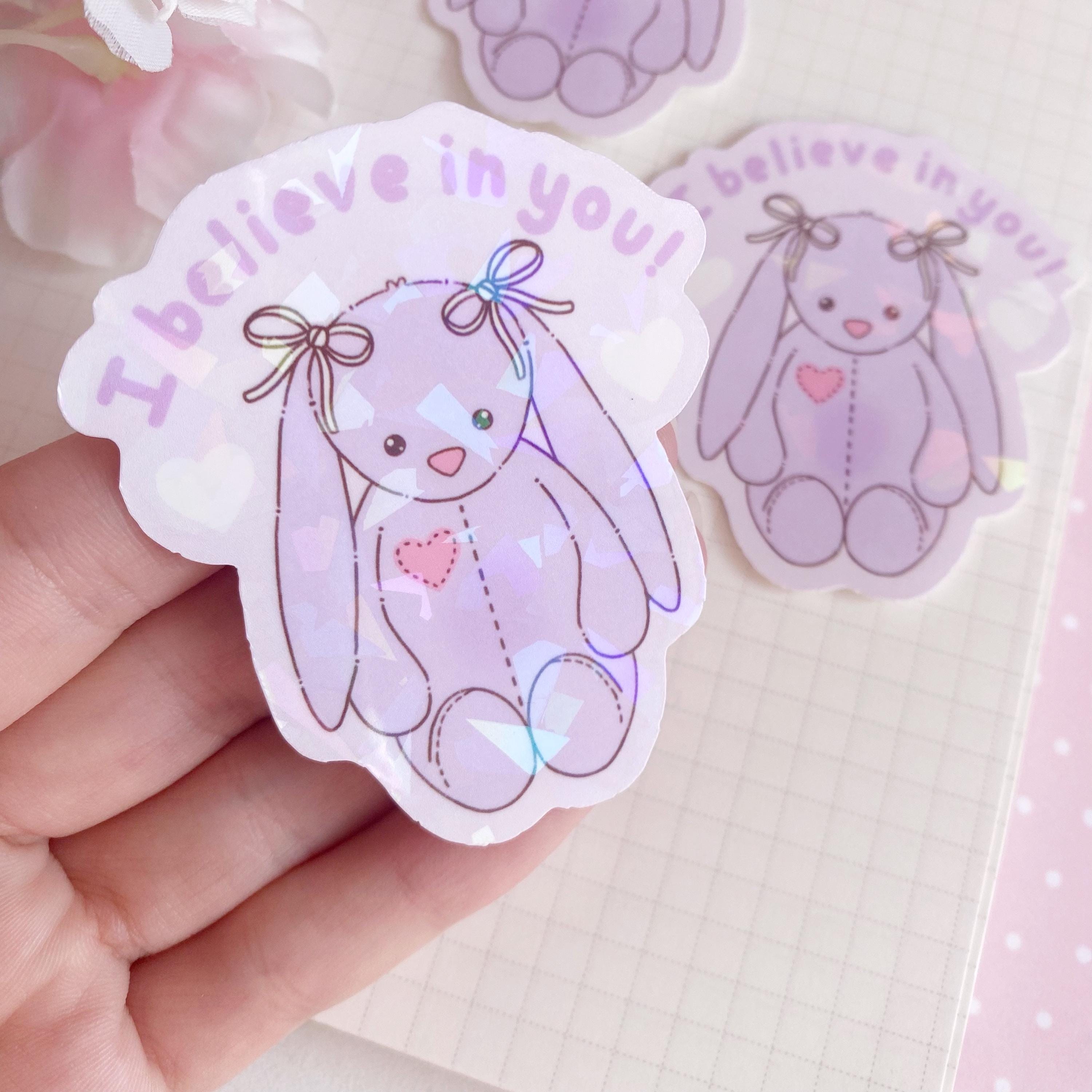 Bunny I believe in you die cut vinyl holo sticker