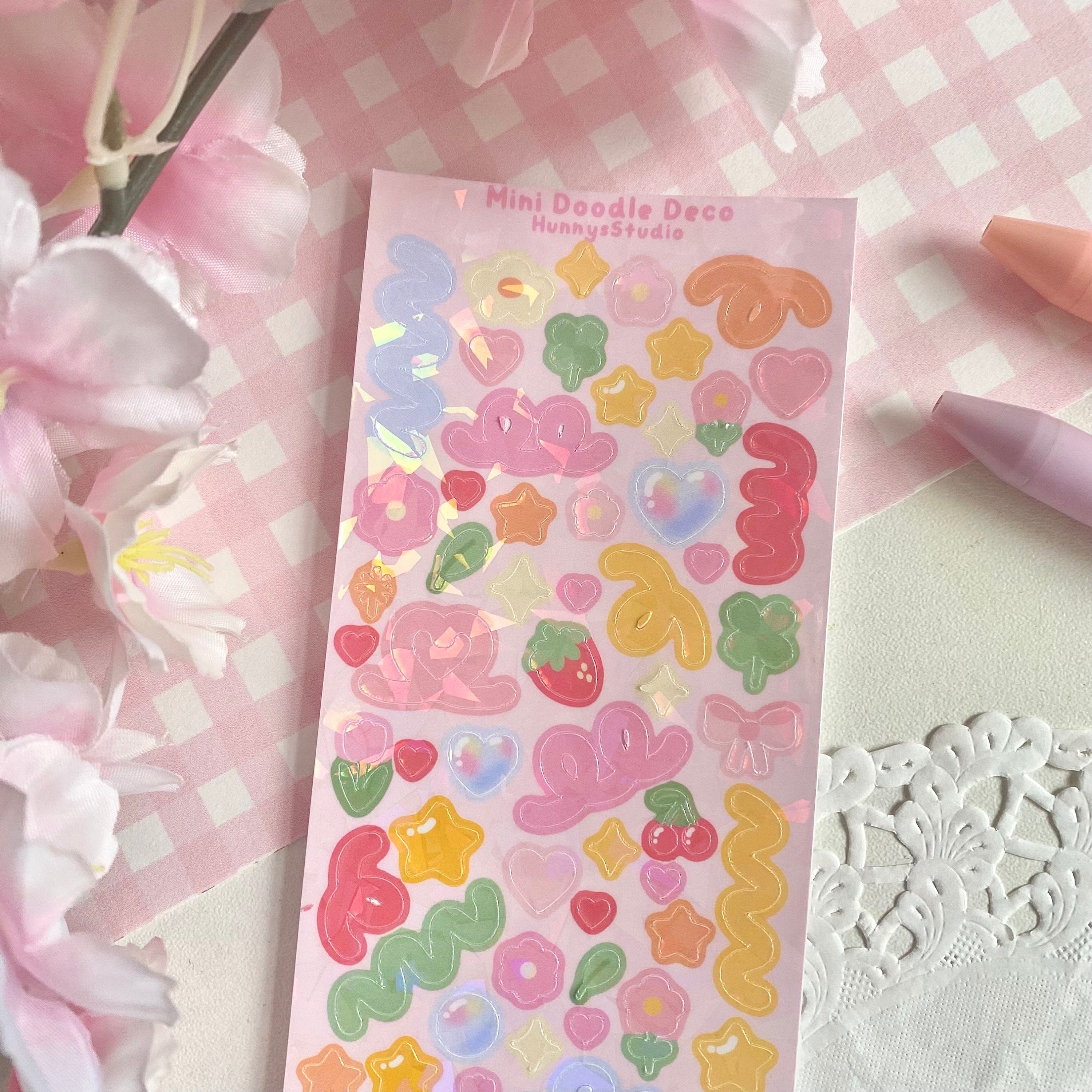 Mini doodle deco holographic vinyl sticker sheet