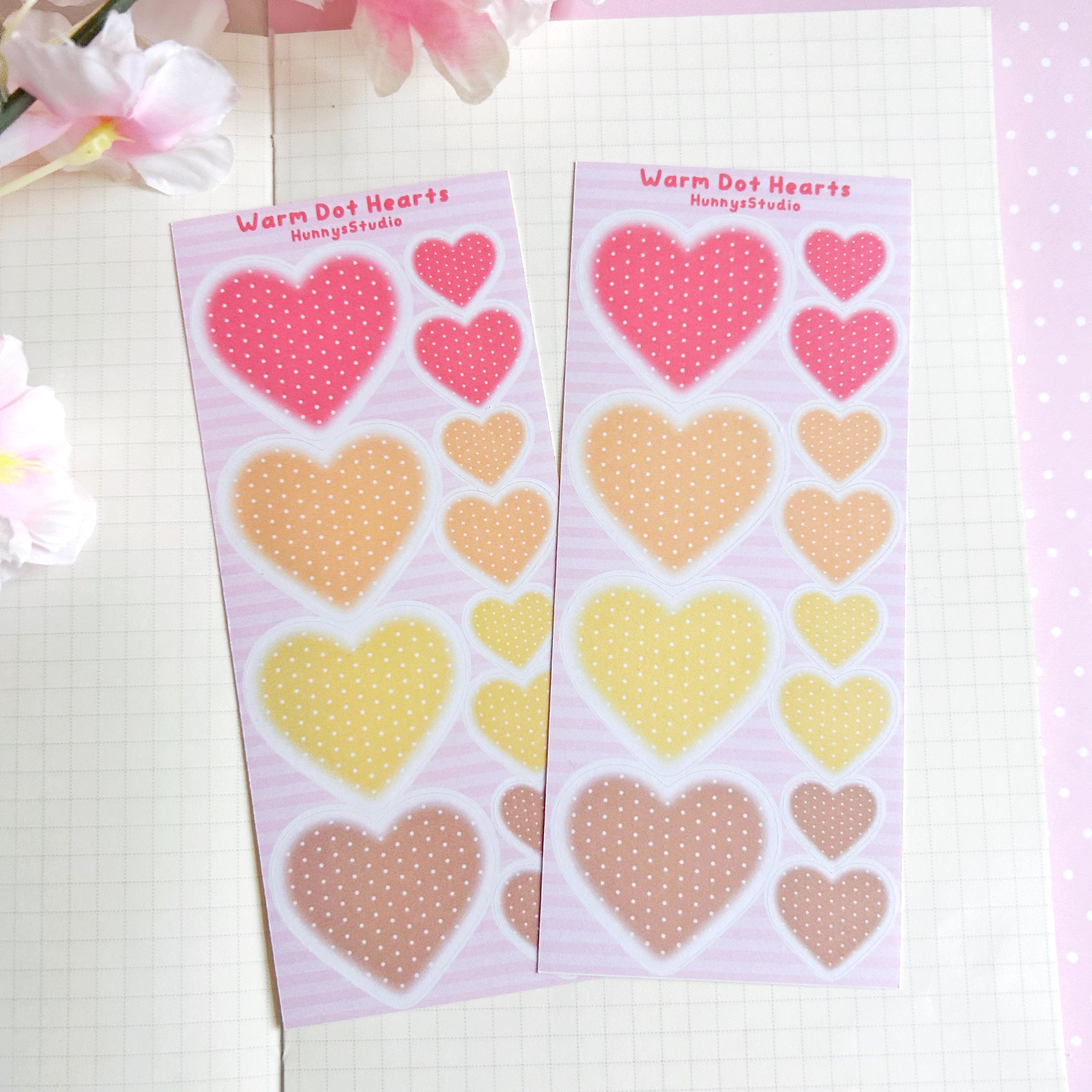Warm and cool dot heart matte sticker sheet