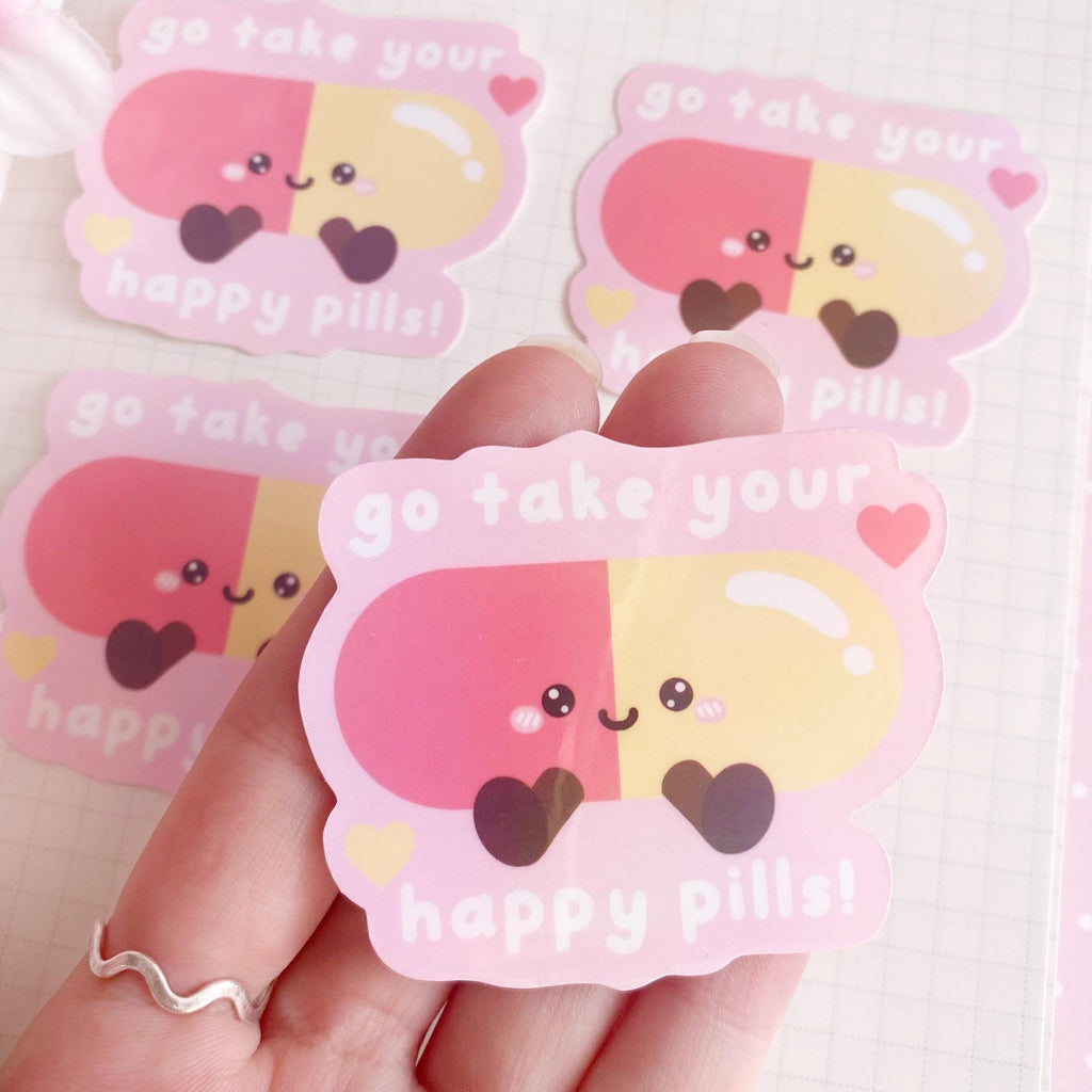 Medicine pill die cut vinyl holo sticker