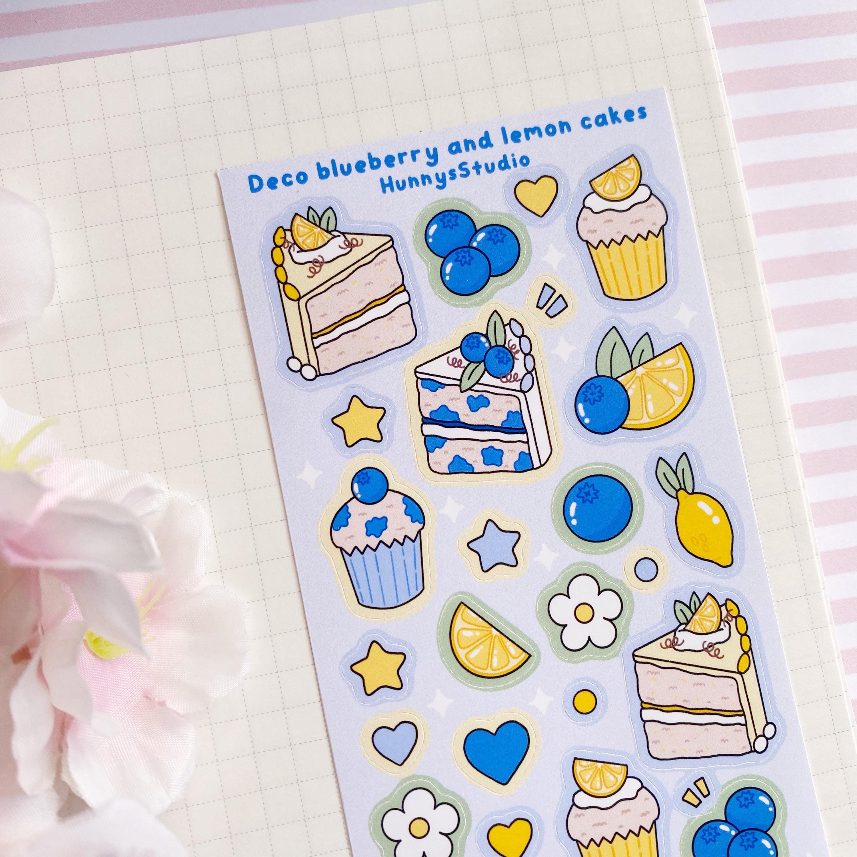 Deco Blueberry and lemon cakes matte vinyl sticker sheet