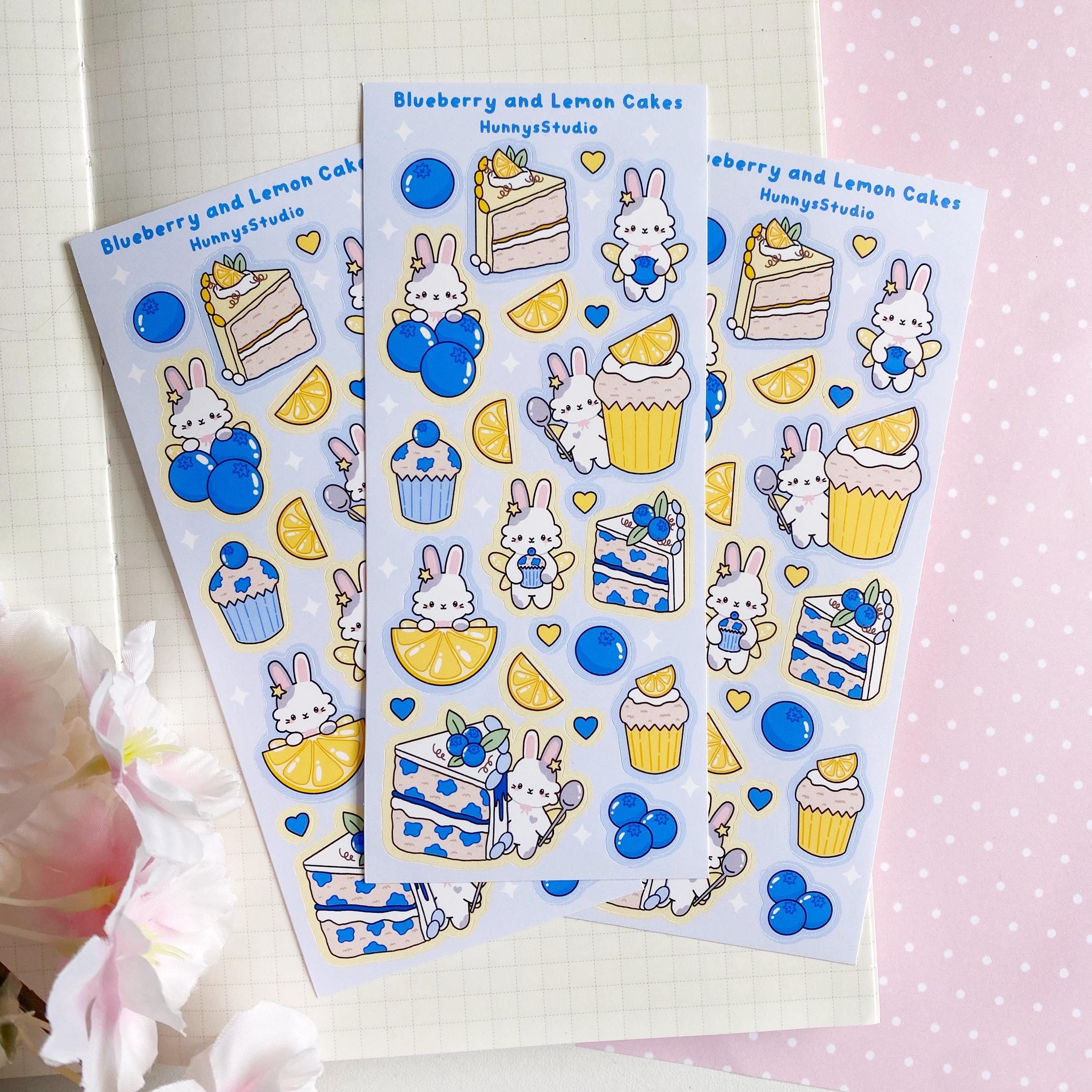 Blueberry and lemon cakes matte vinyl sticker sheet