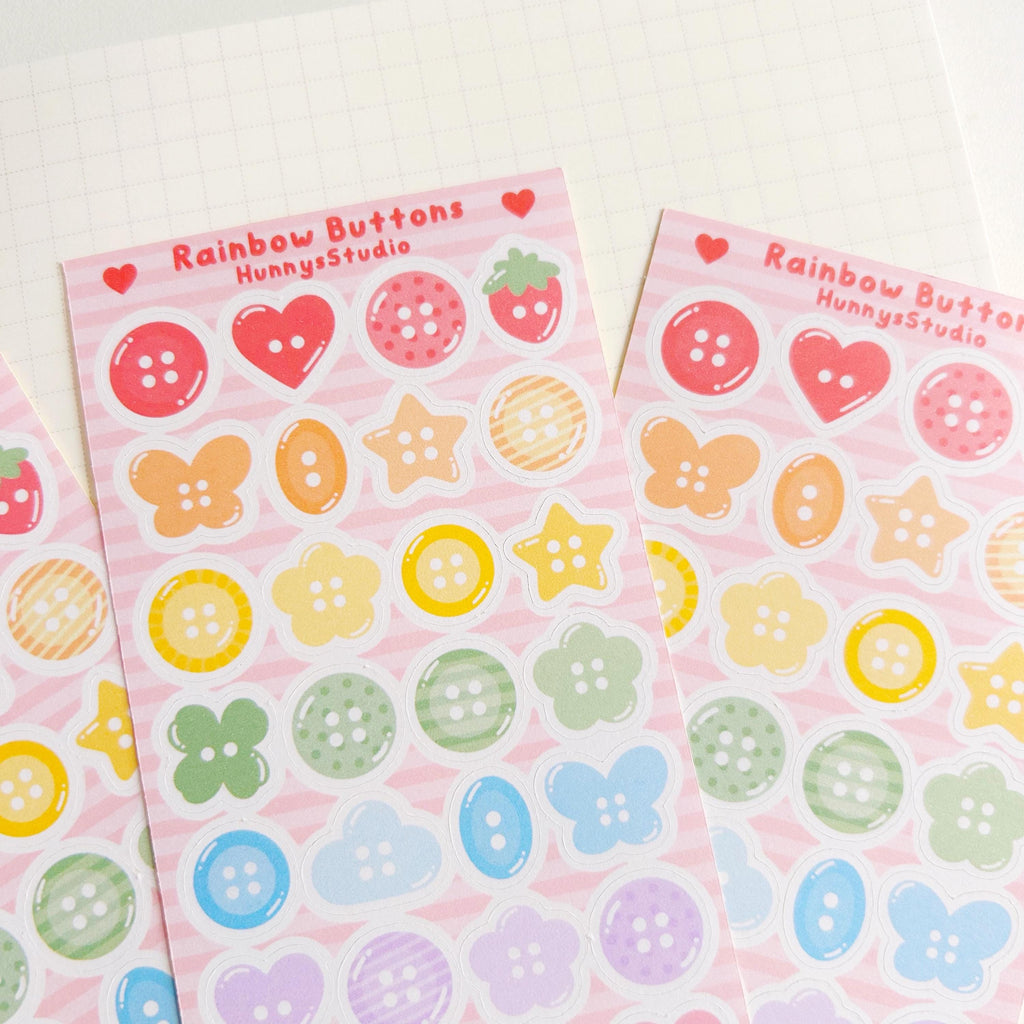 Rainbow buttons matte sticker sheet