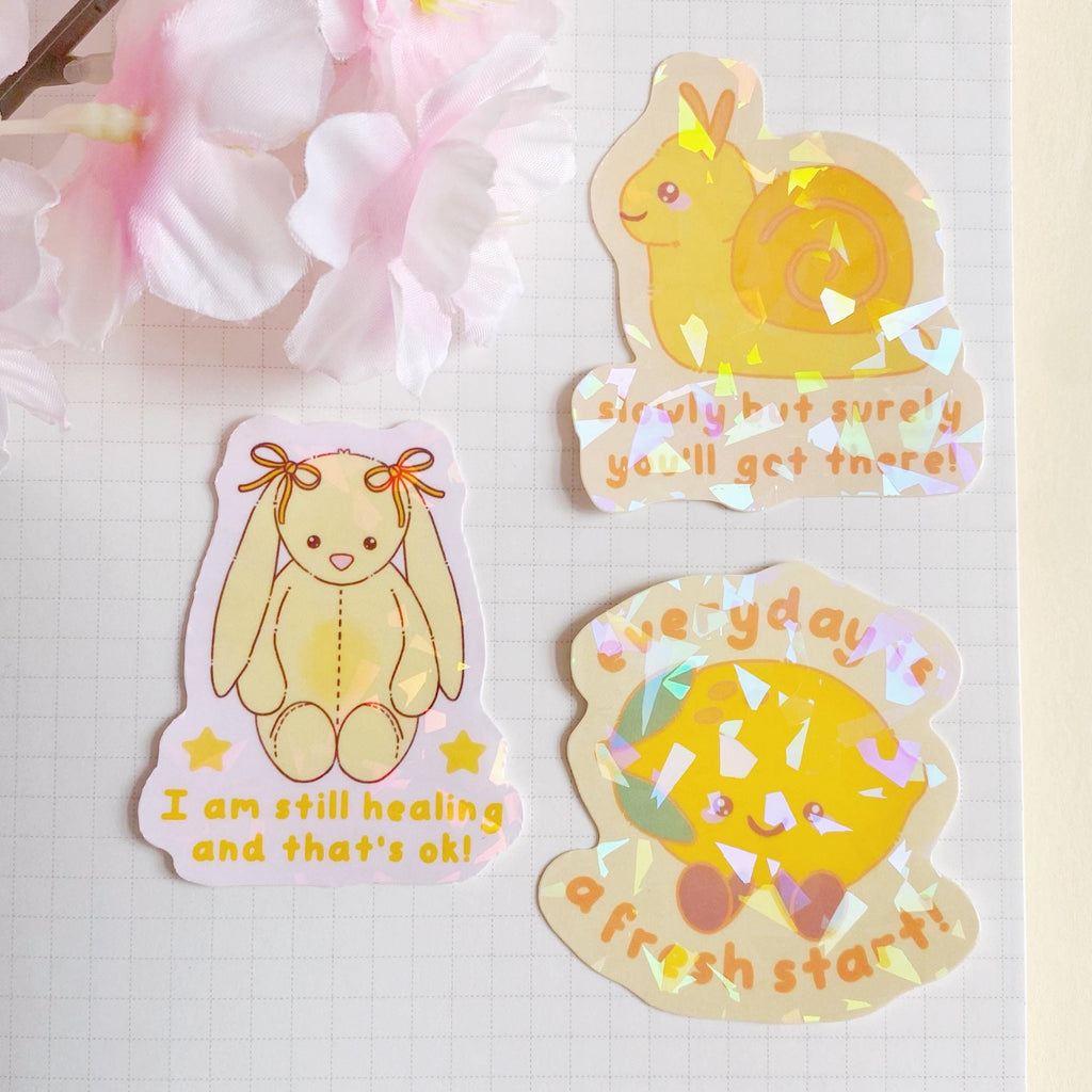 Lemon fresh start quote die cut vinyl holo sticker
