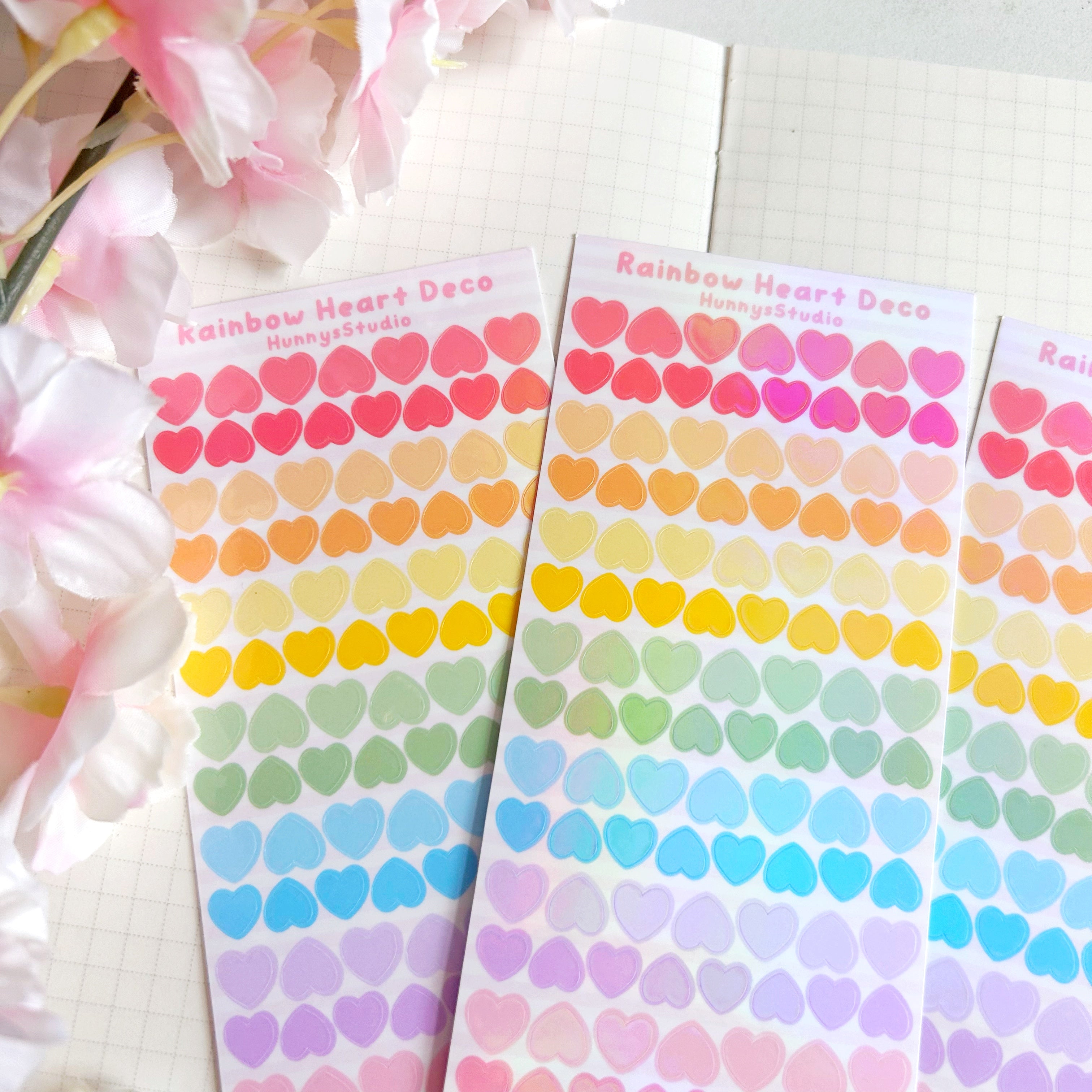 Rainbow Heart deco vinyl holographic sticker sheet
