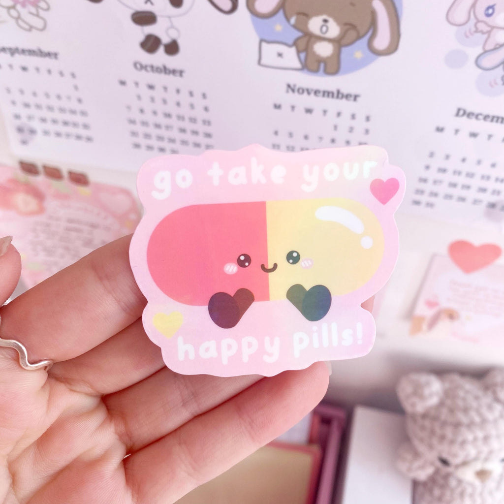 Medicine pill die cut vinyl holo sticker