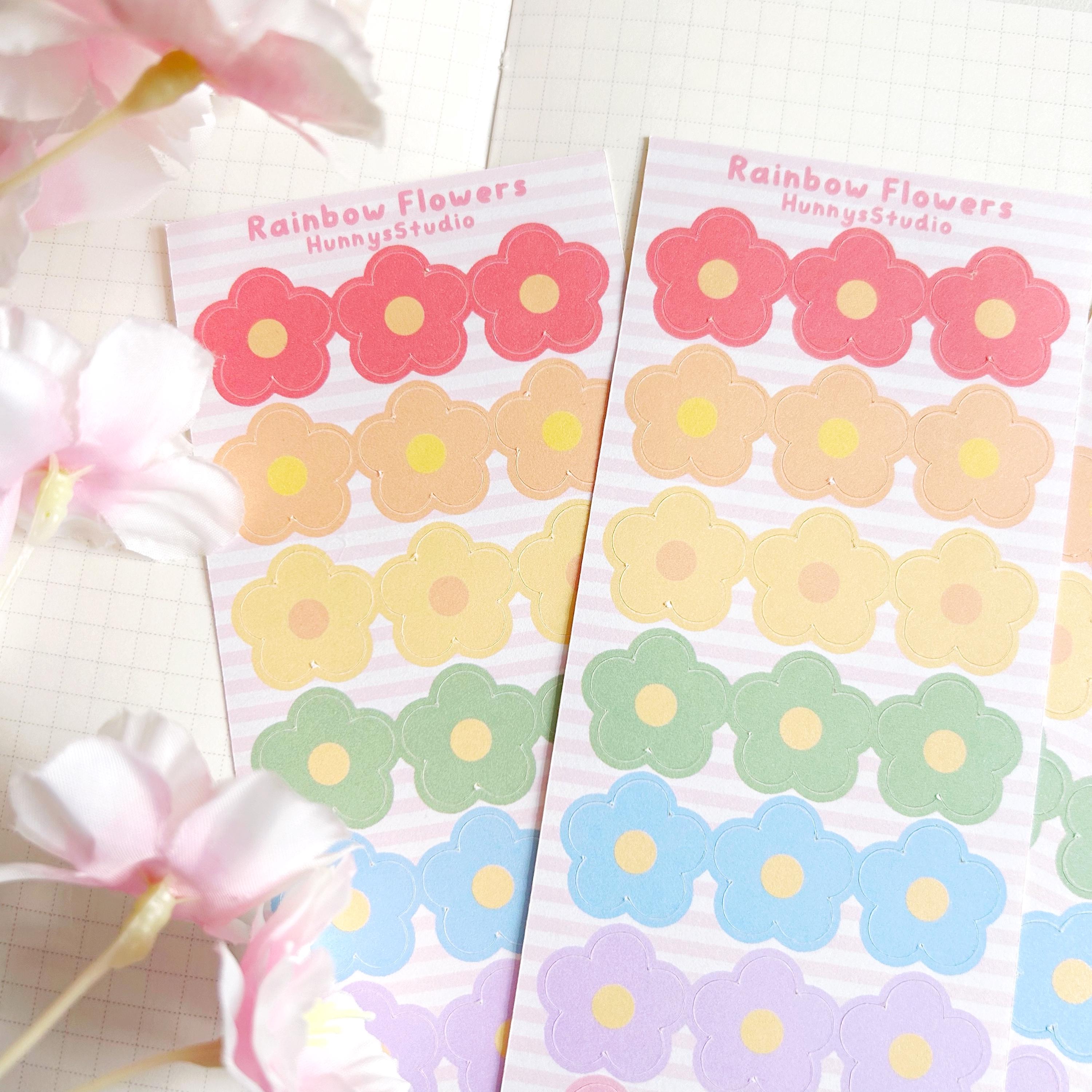 Rainbow flowers matte sticker sheet