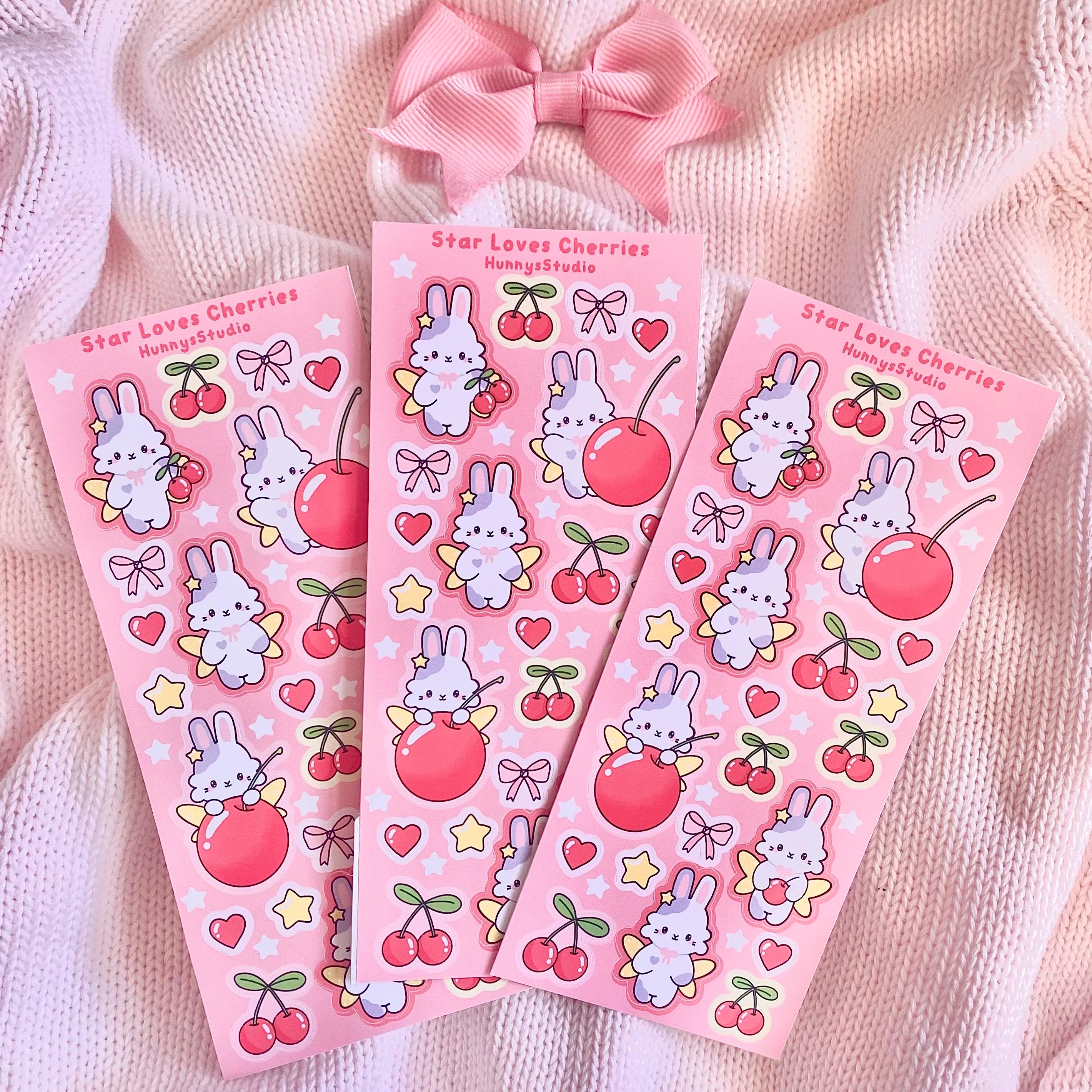 Star loves cherries matte vinyl sticker sheet