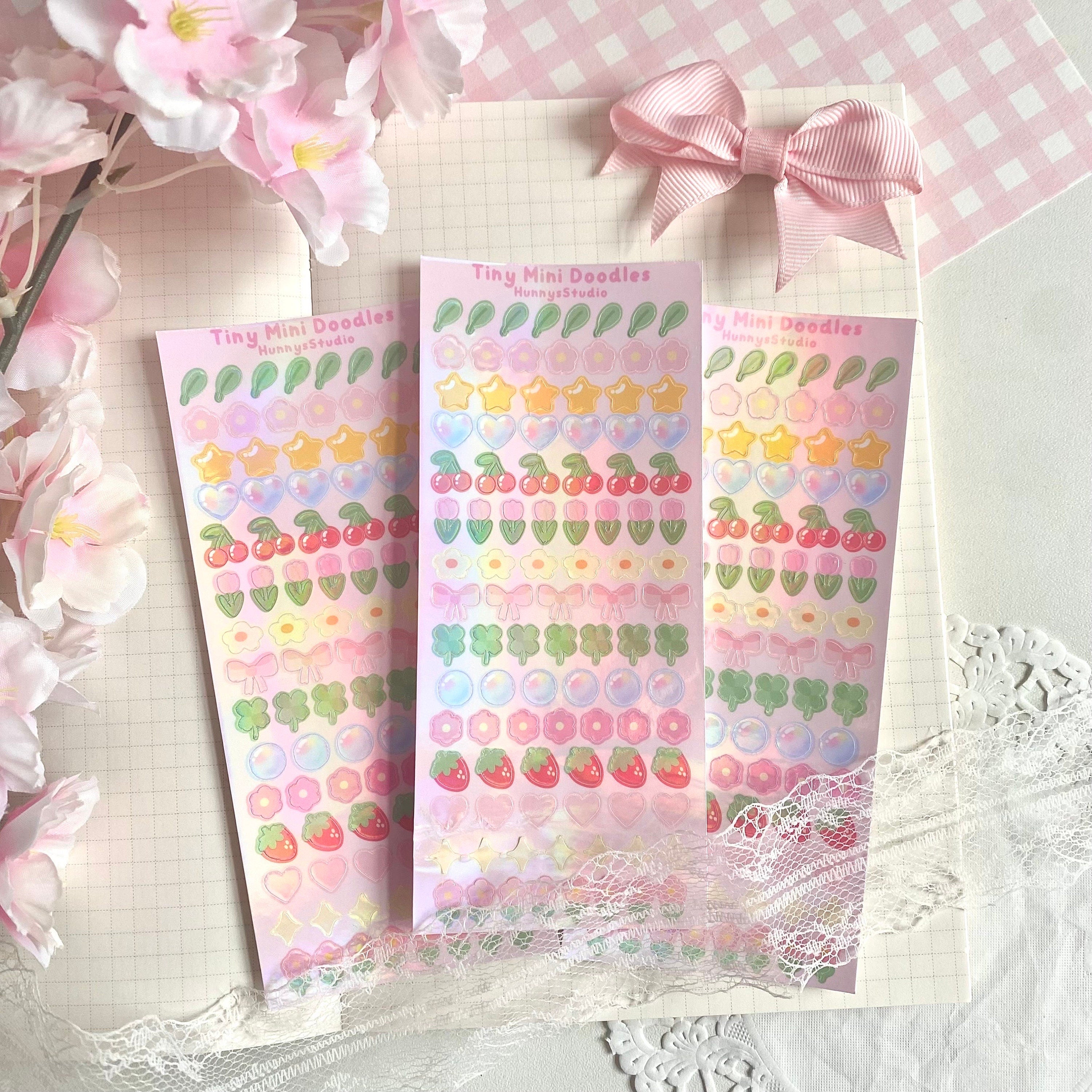 Tiny Mini doodles holographic vinyl sticker sheet