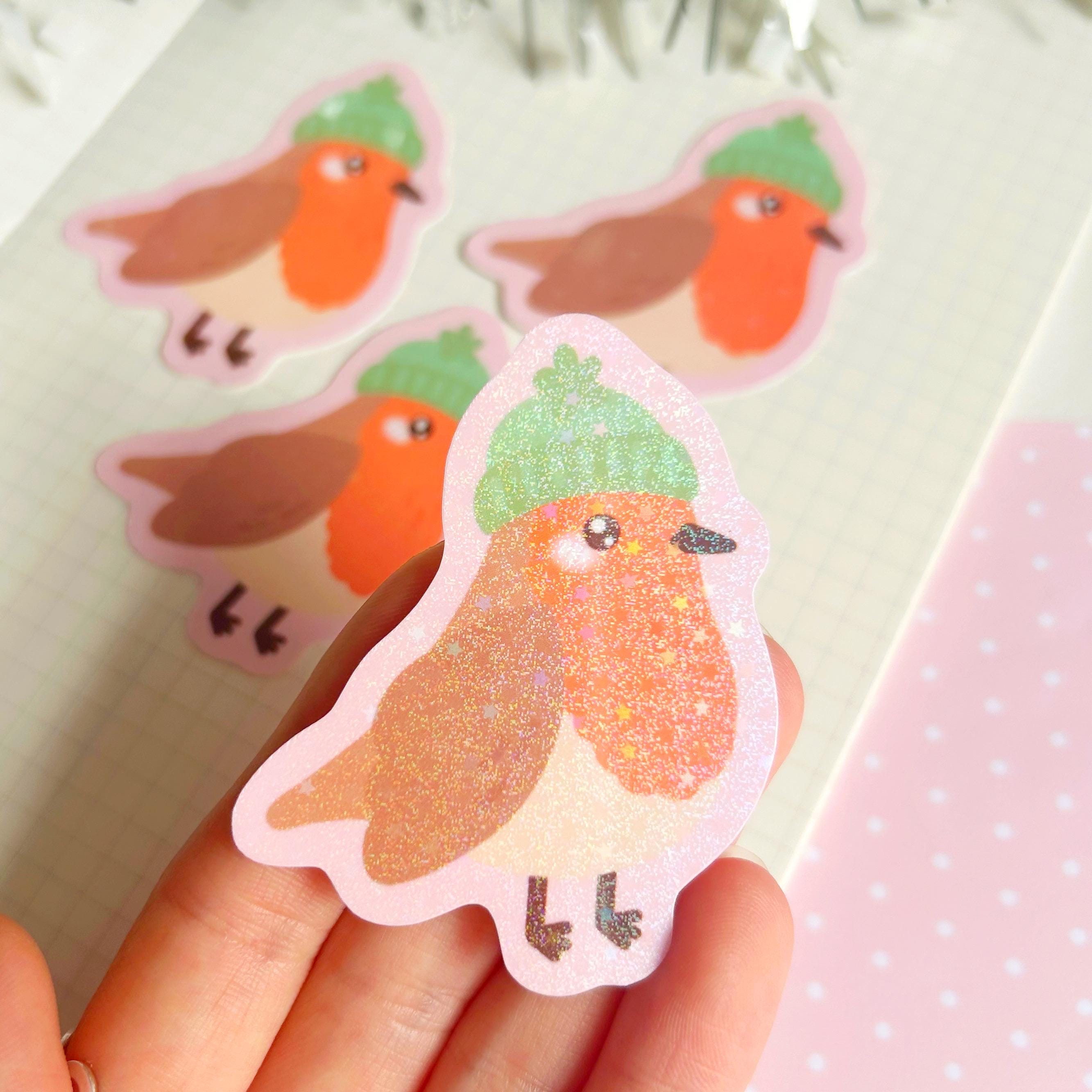 Robin die cut vinyl holographic sticker