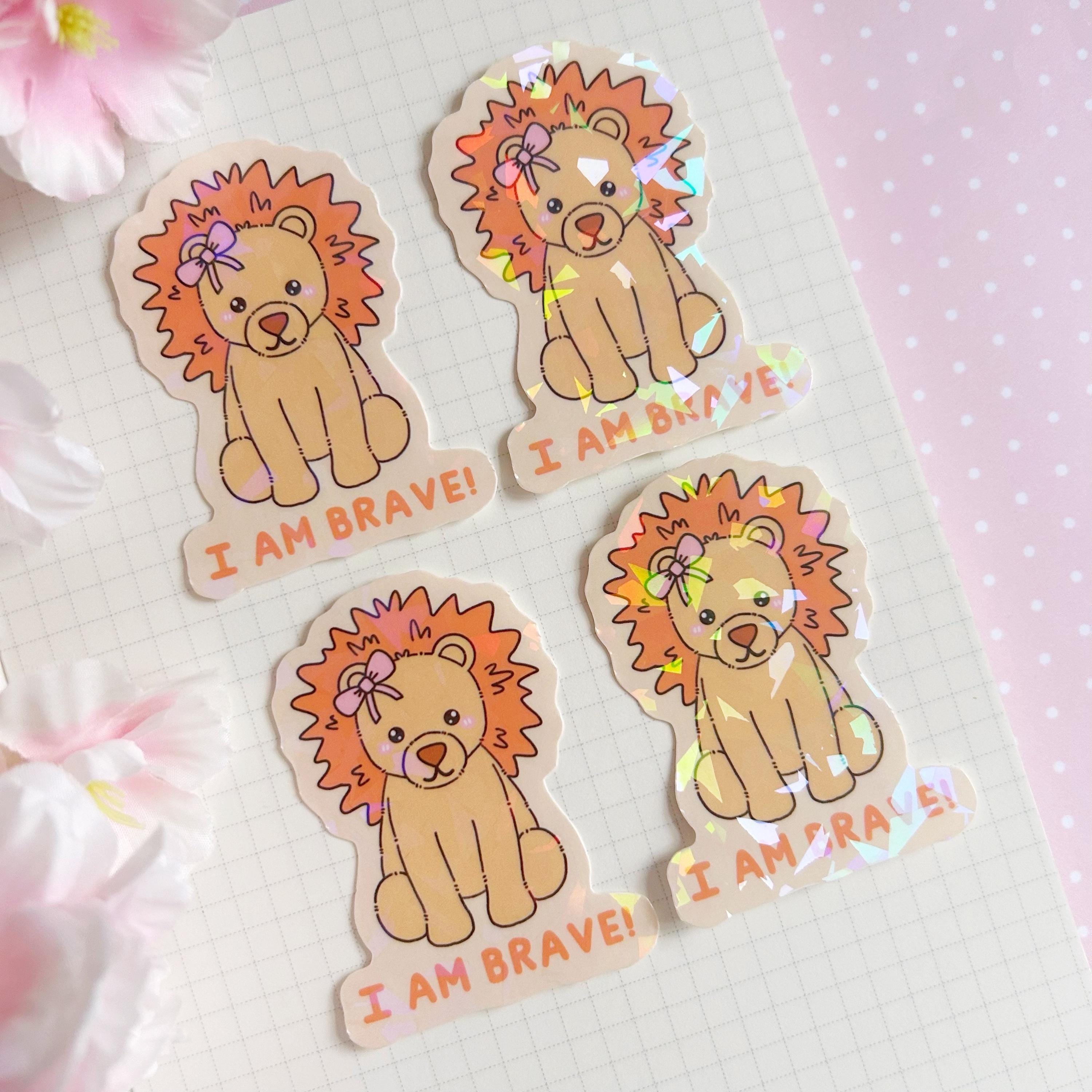 I am brave lion quote die cut vinyl holographic sticker