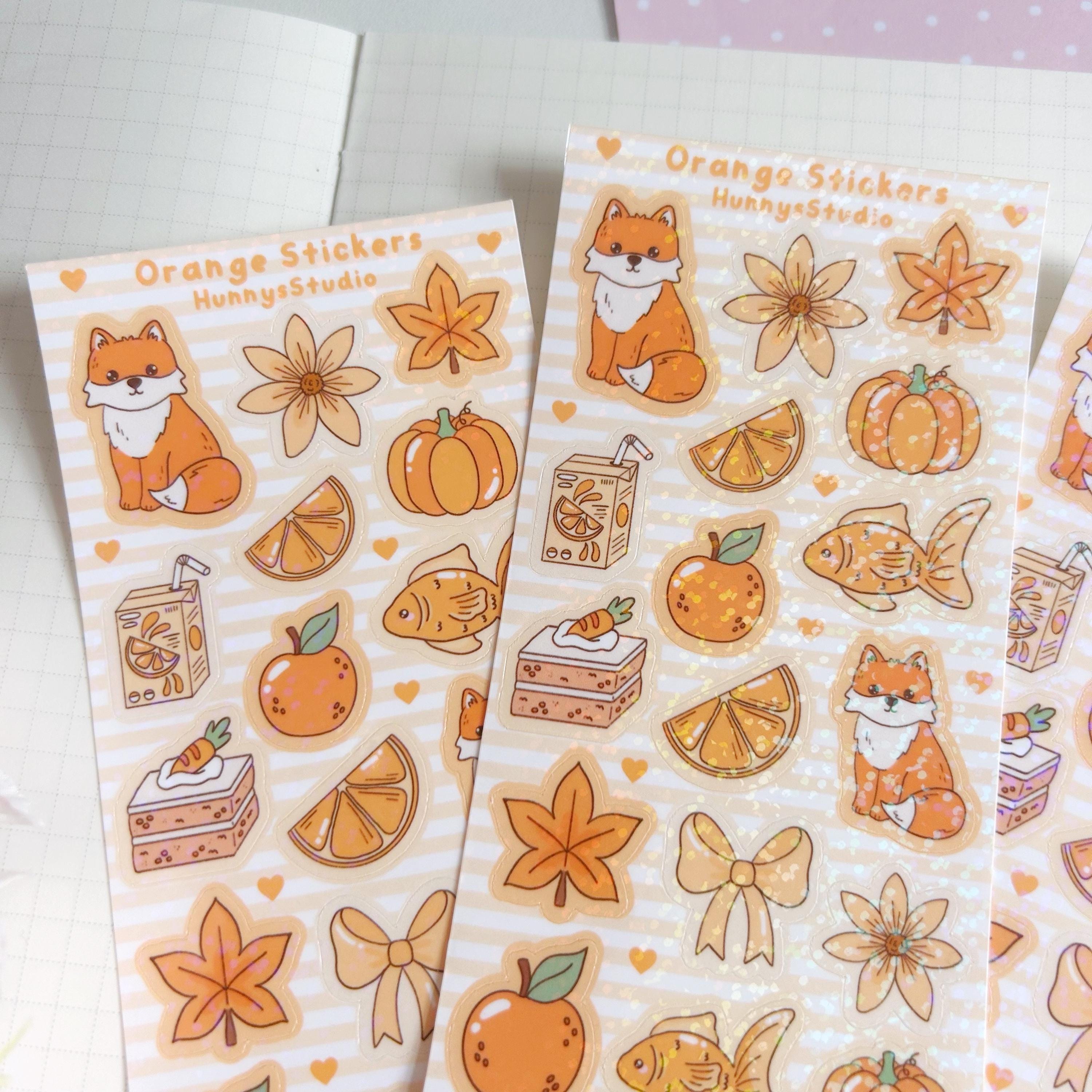 Orange stickers vinyl holographic sticker sheet