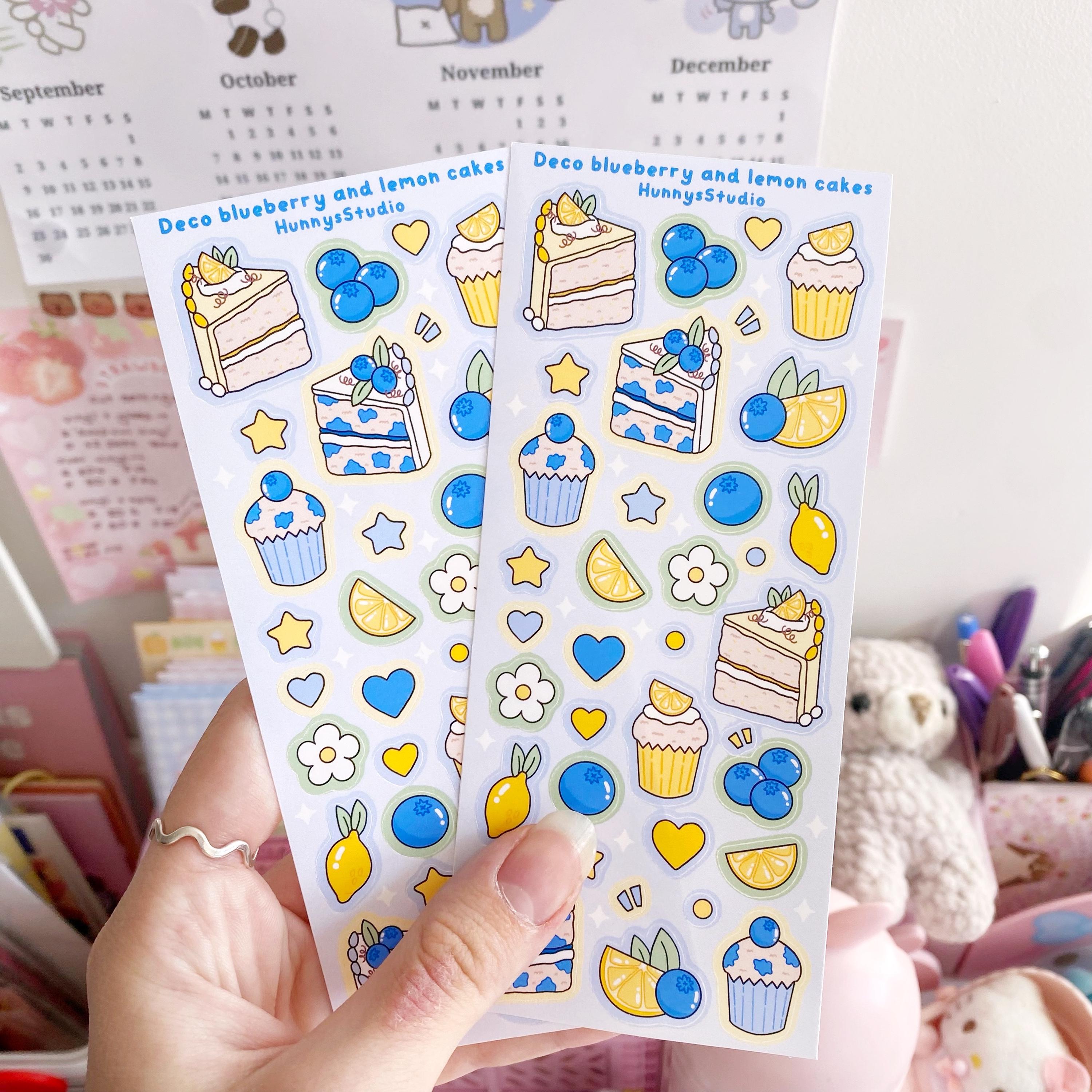 Deco Blueberry and lemon cakes matte vinyl sticker sheet