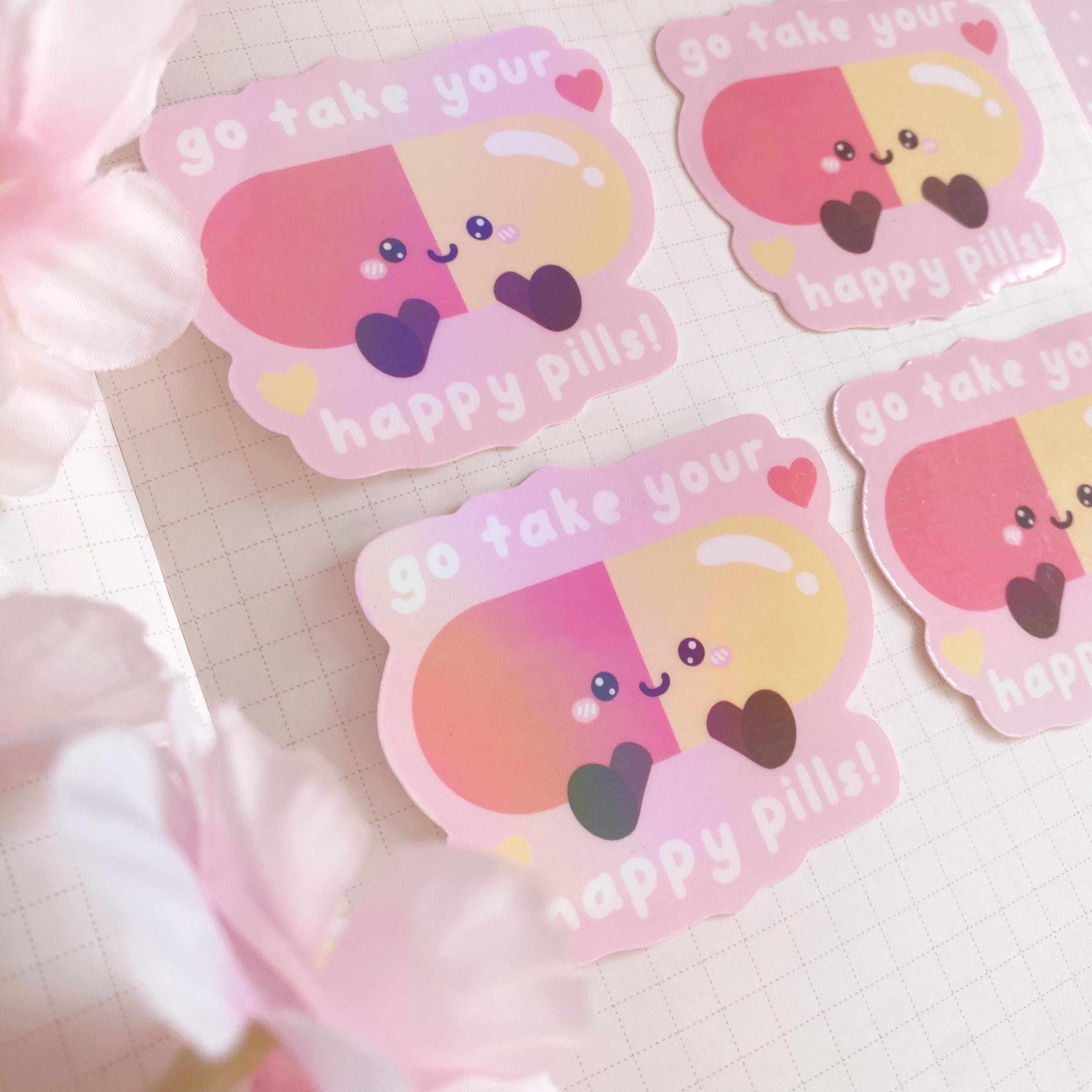 Medicine pill die cut vinyl holo sticker