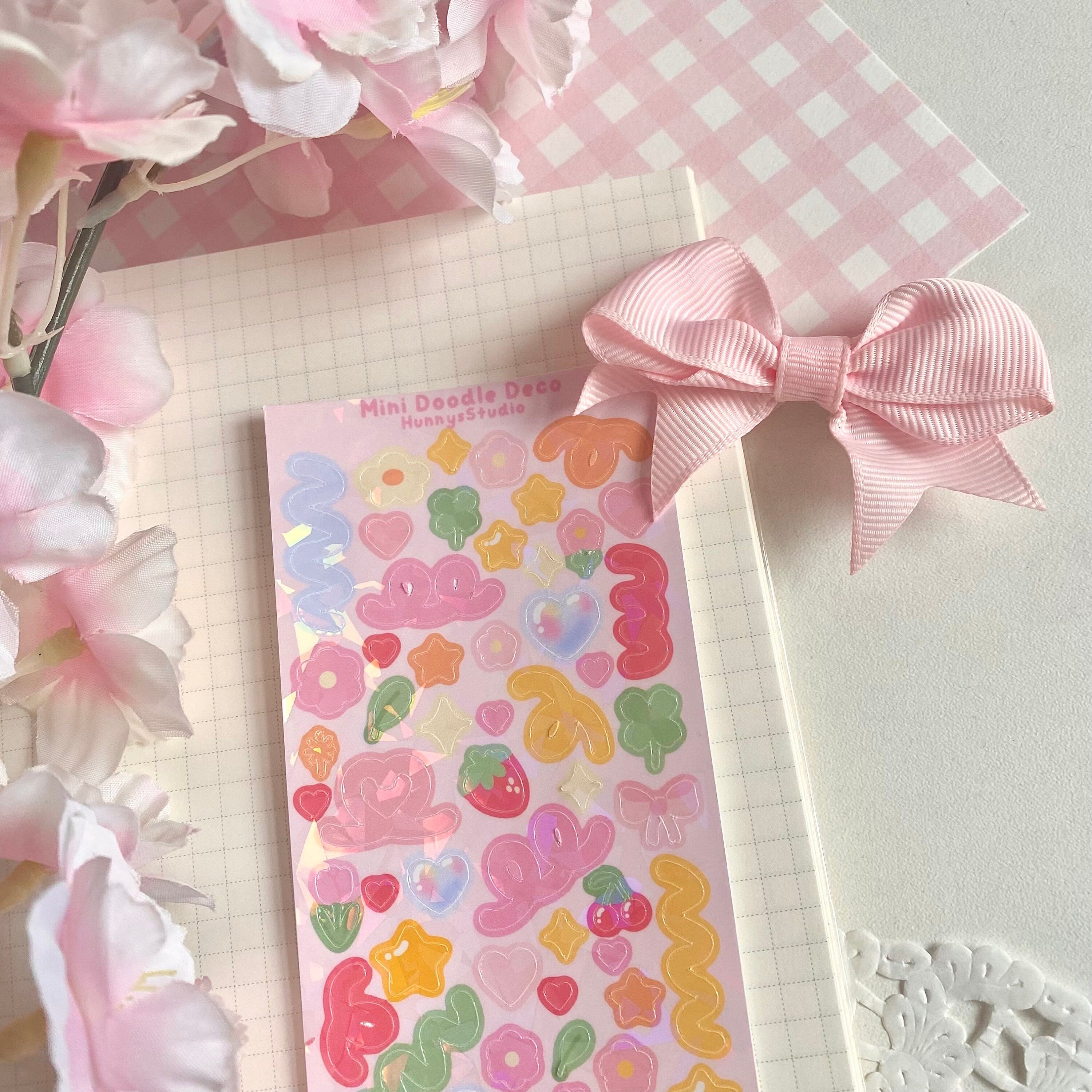 Mini doodle deco holographic vinyl sticker sheet