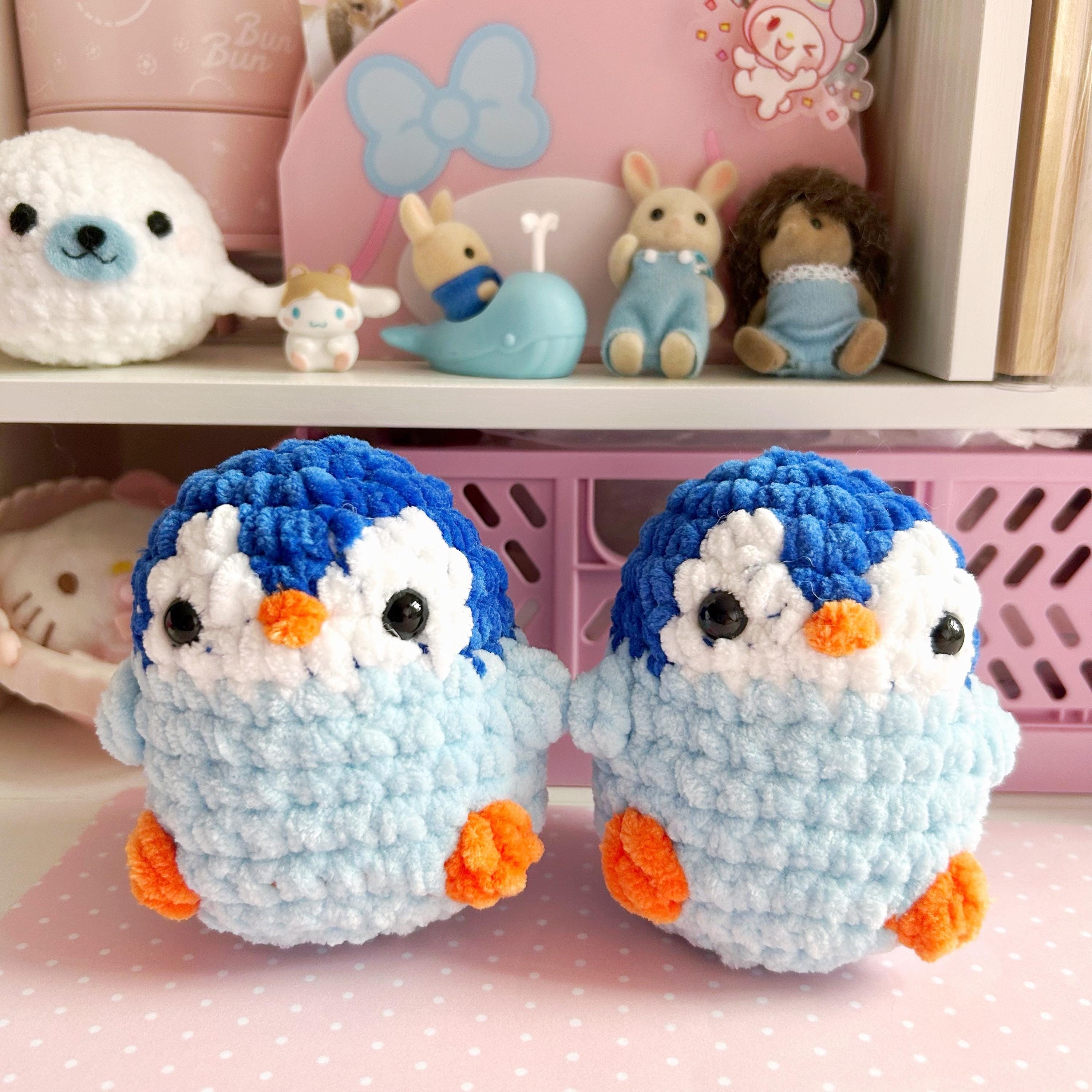 Crochet blue penguins plushies | handmade amigurumi crochet fluffy pastel penguin toy, kawaii crochet soft toys