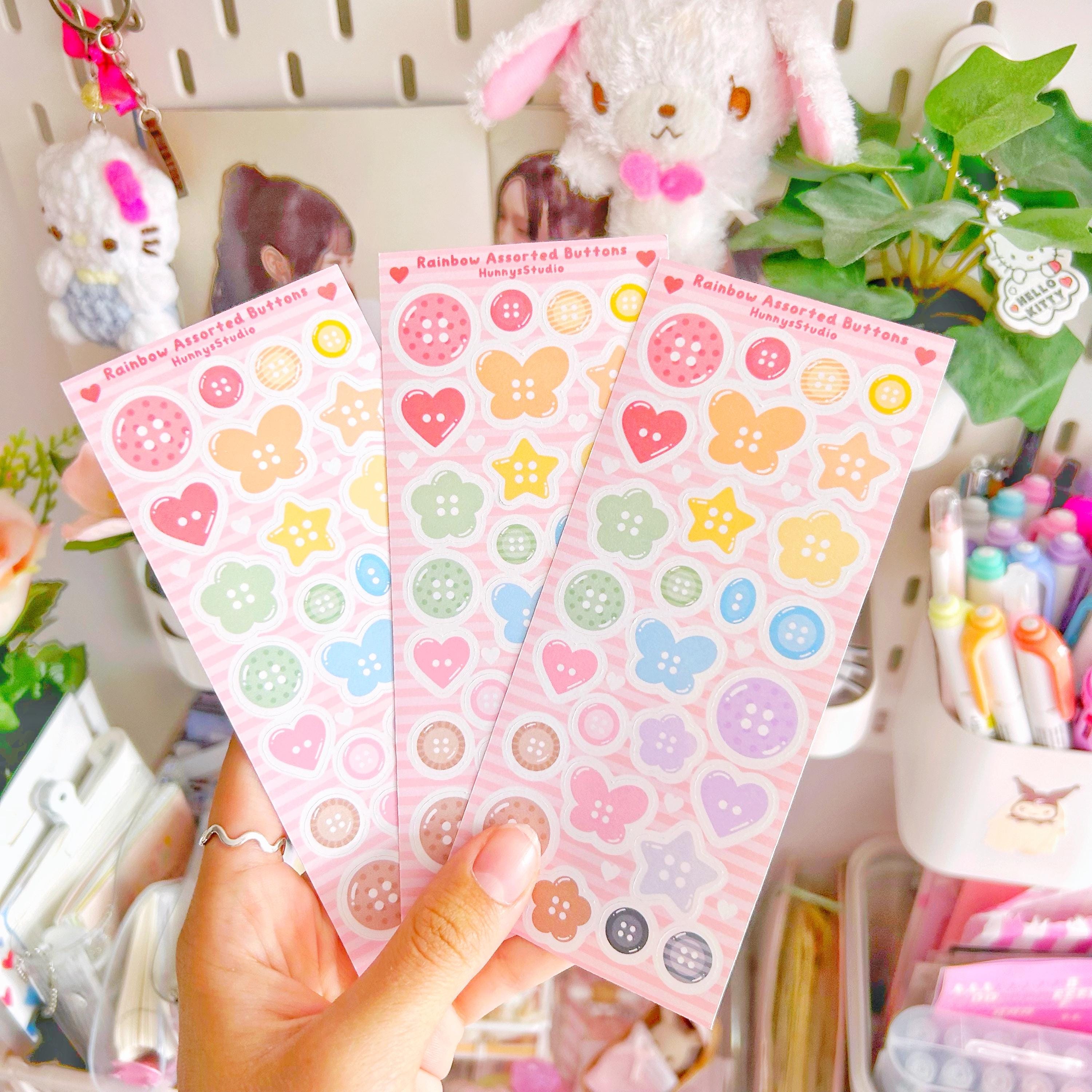 Assorted Rainbow buttons matte sticker sheet