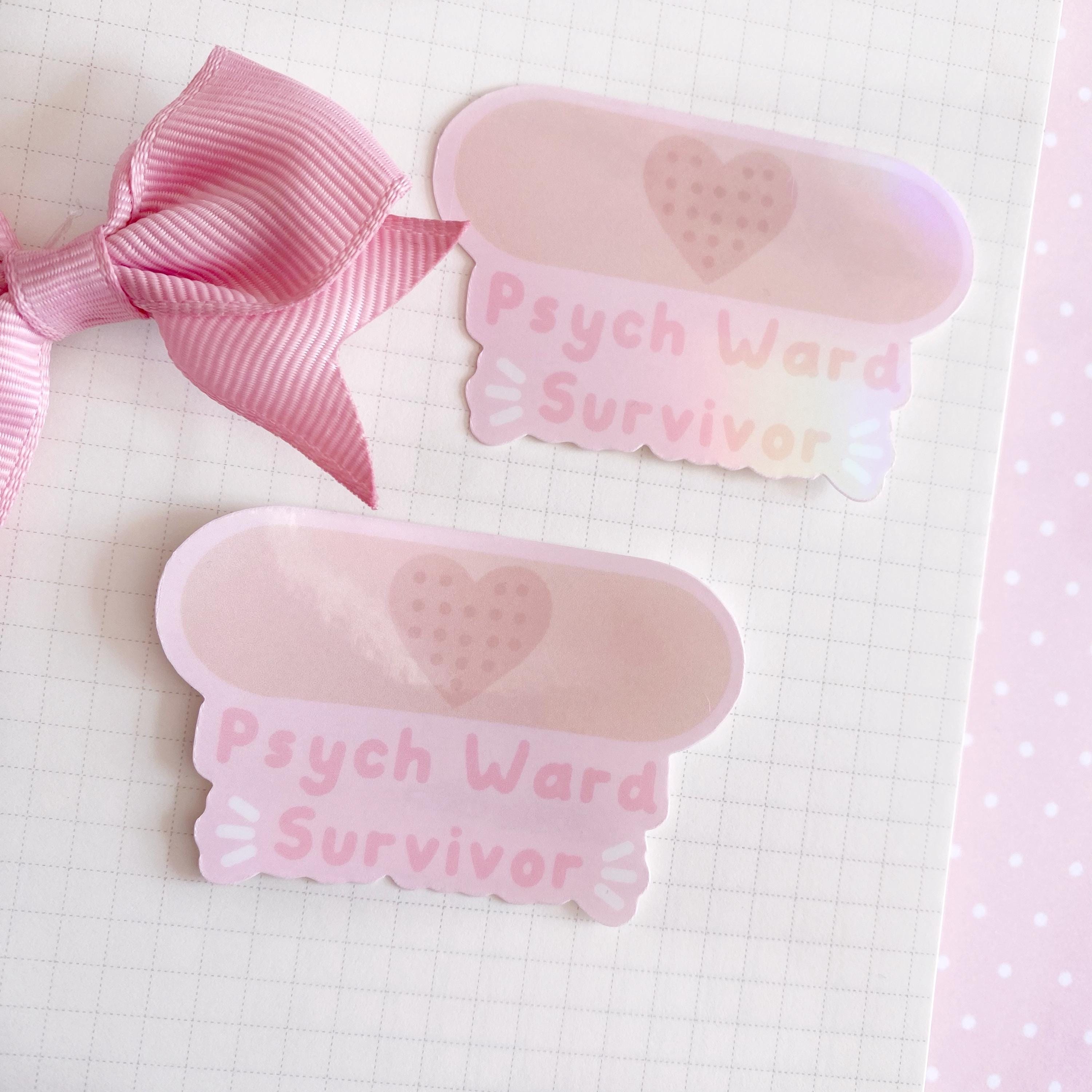 Psych ward survivor holo vinyl die cut sticker