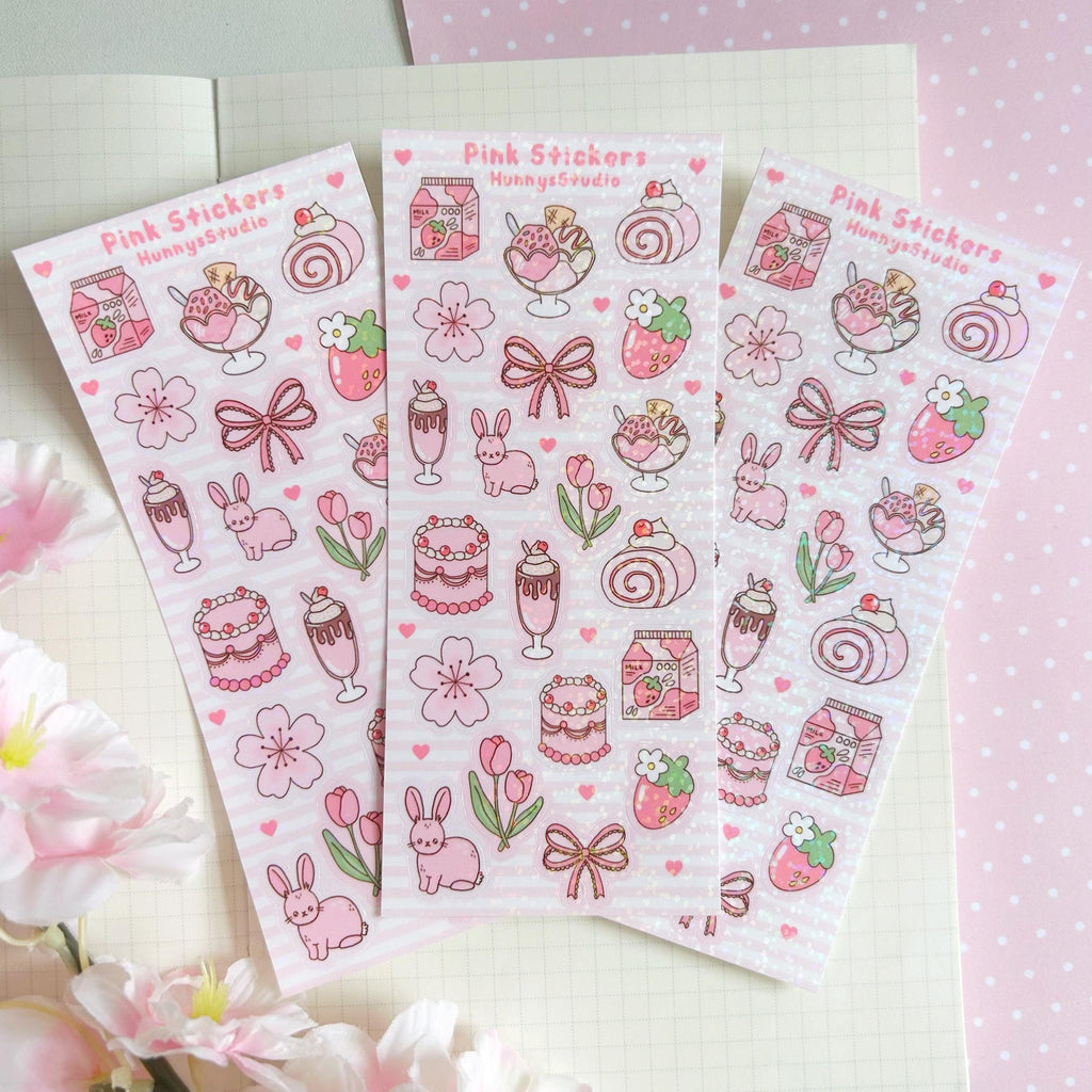 Pink stickers vinyl holographic sticker sheet