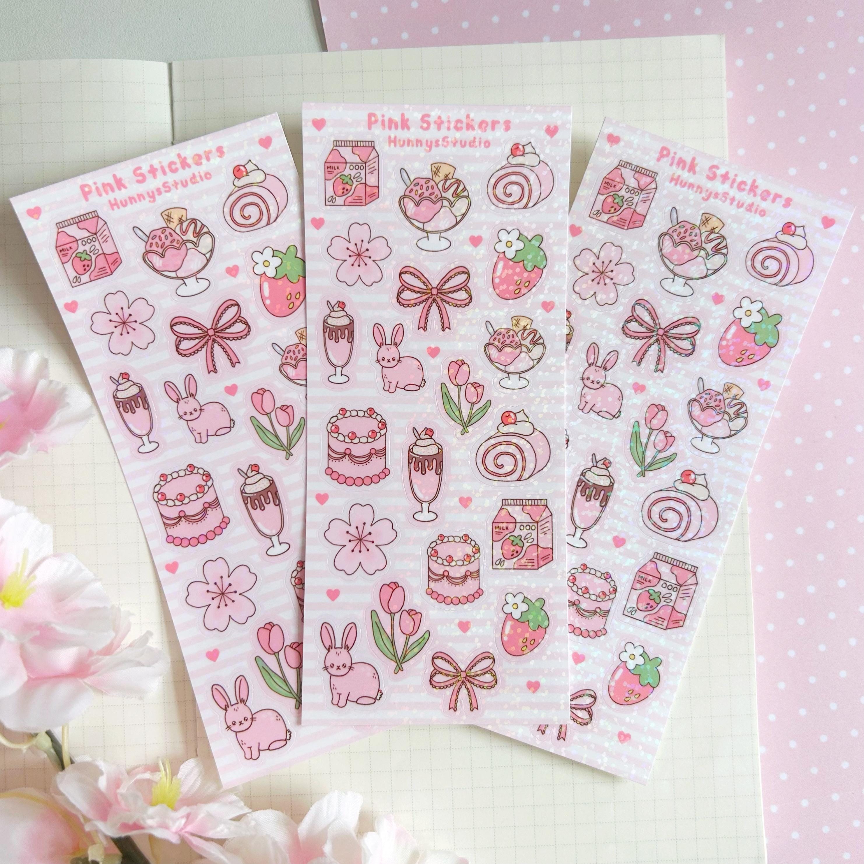 Pink stickers vinyl holographic sticker sheet