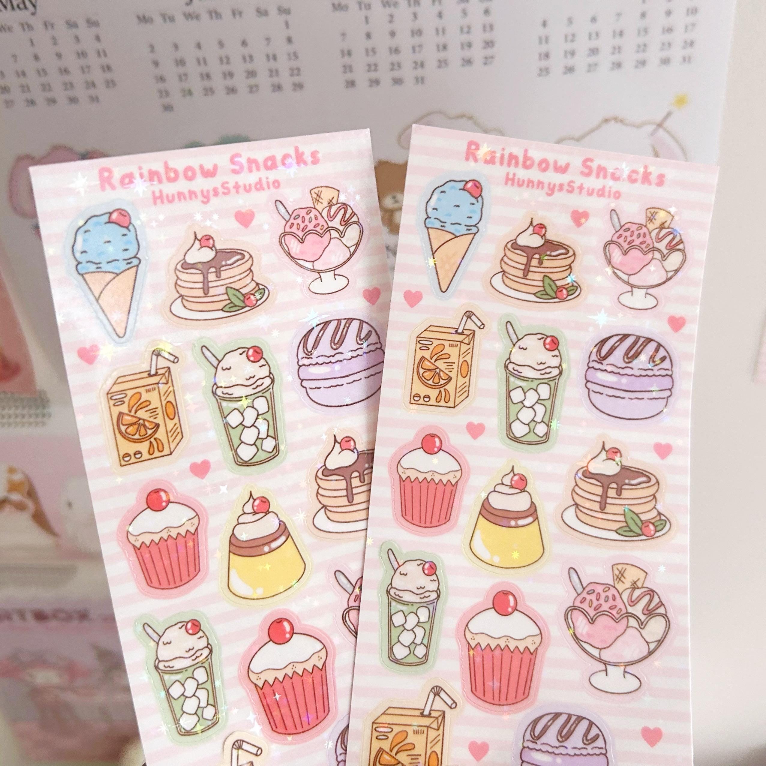 Rainbow snacks vinyl holographic sticker sheet