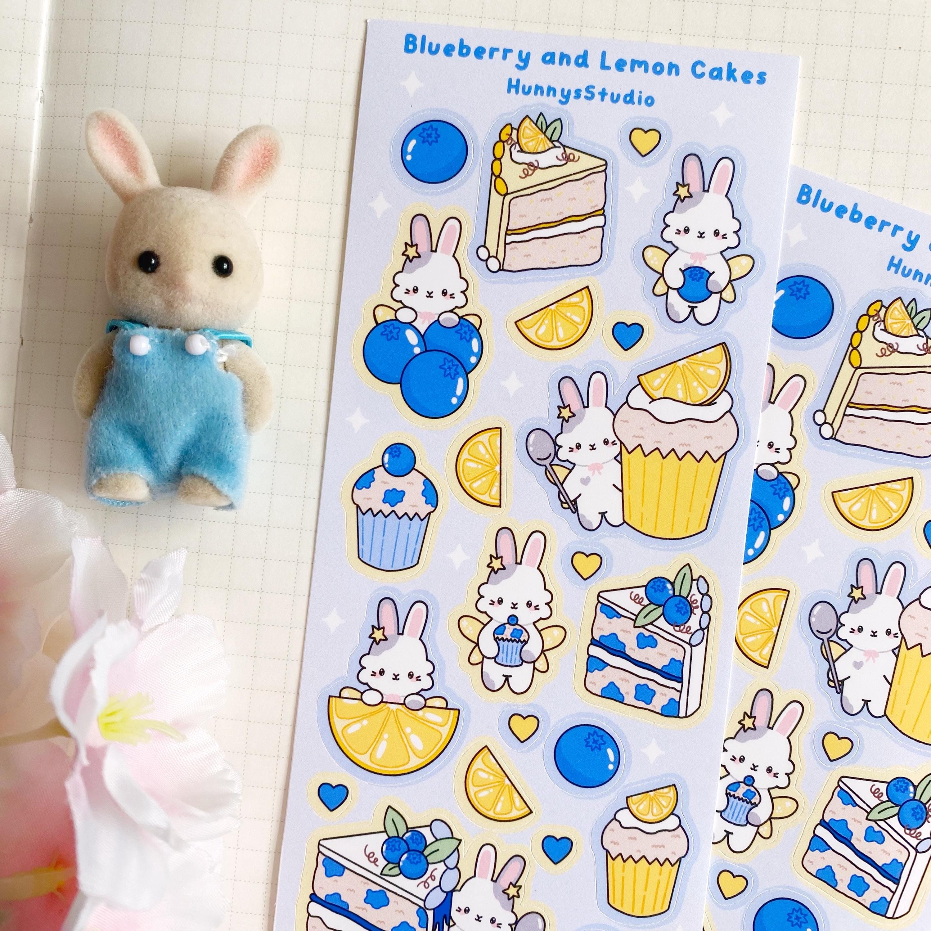 Blueberry and lemon cakes matte vinyl sticker sheet