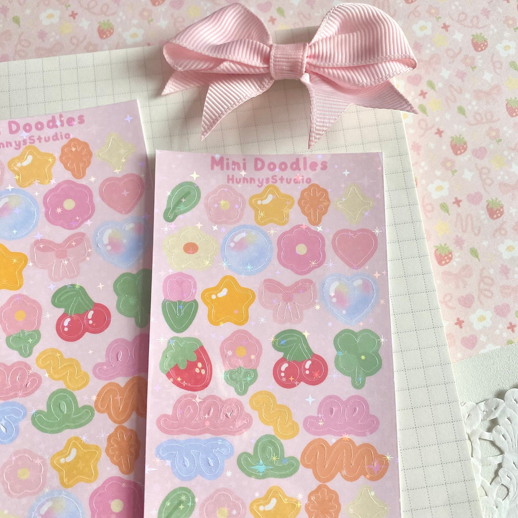 Mini doodle holographic vinyl sticker sheet
