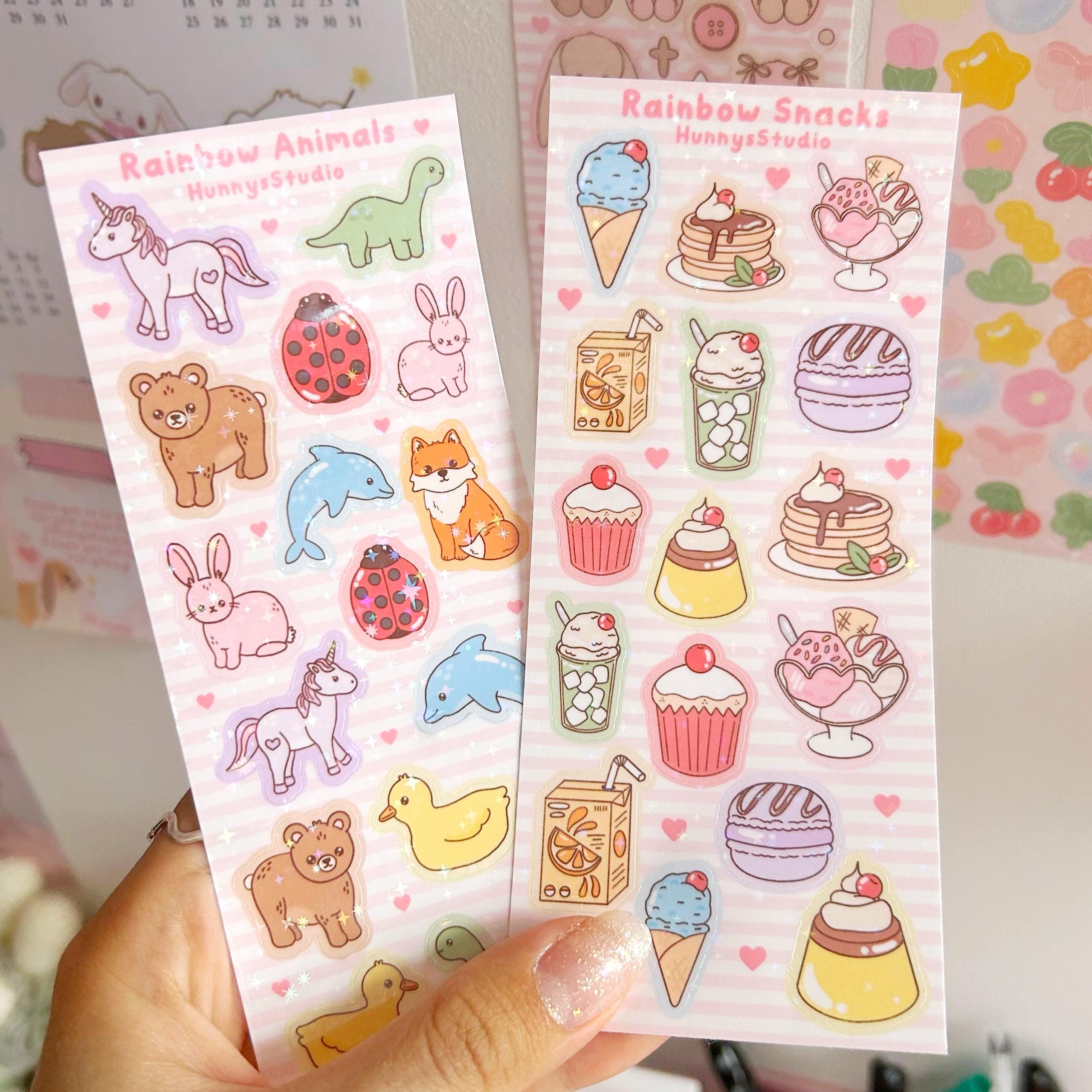 Rainbow Animals vinyl holographic sticker sheet