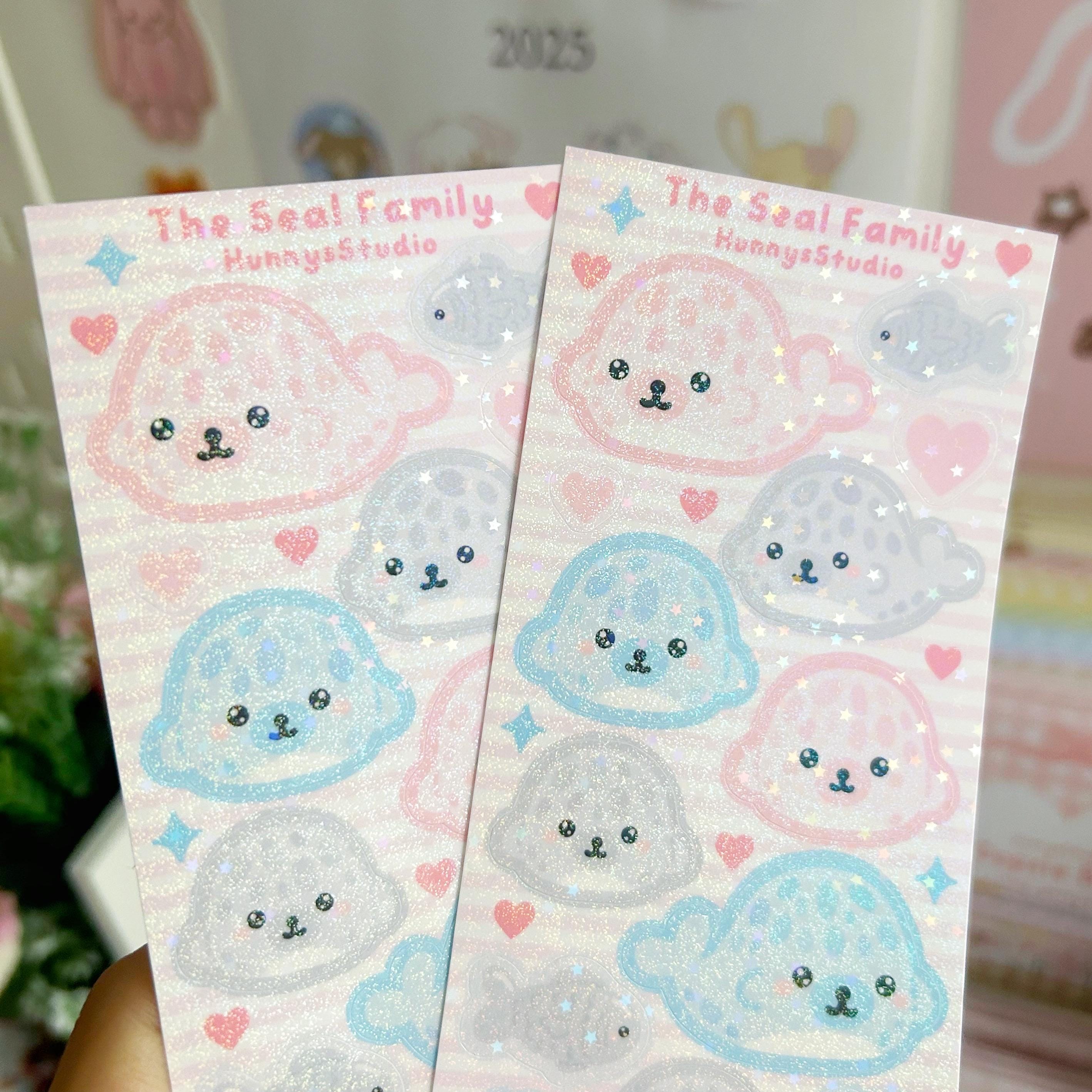 Seal family vinyl holographic sticker sheet