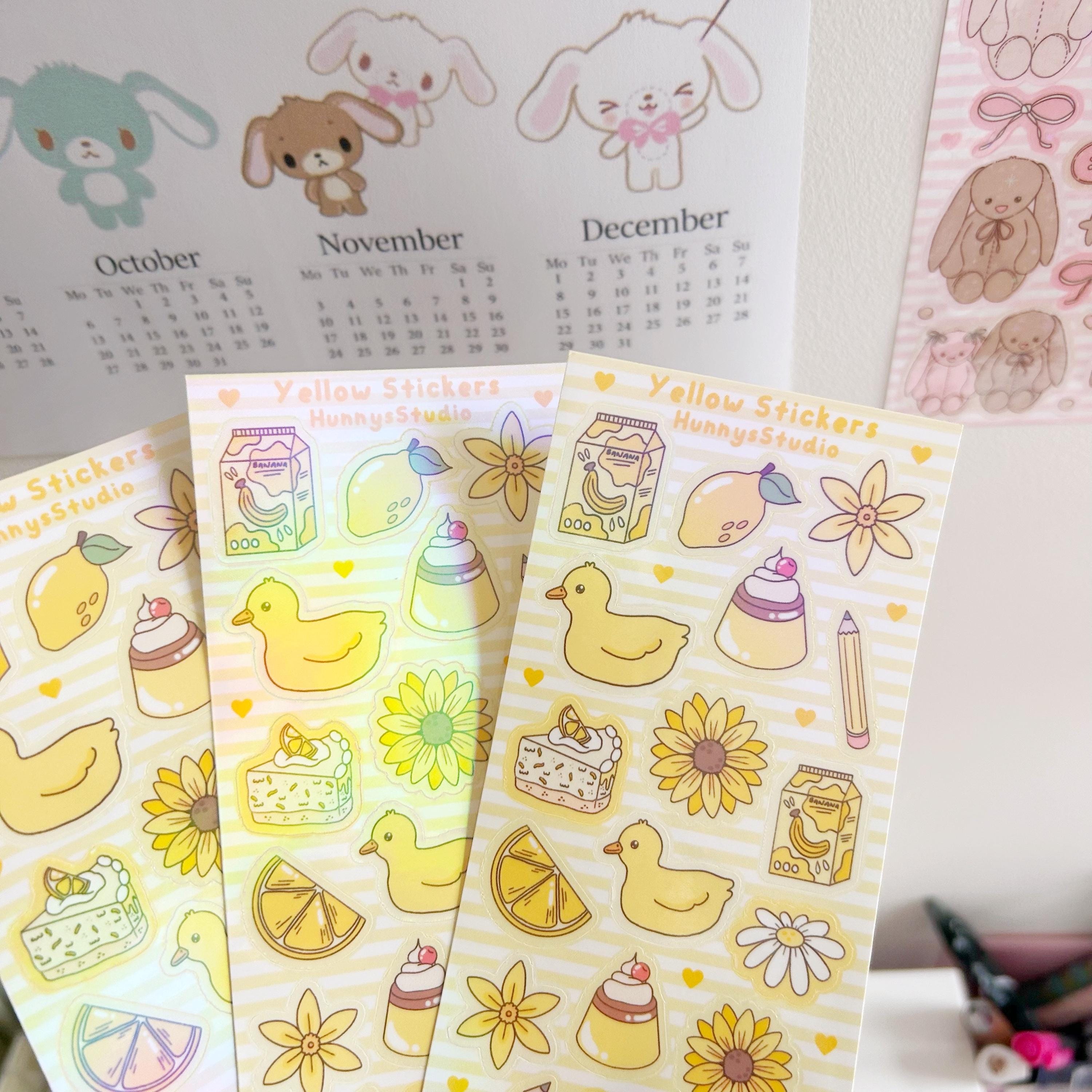 Yellow stickers vinyl holographic sticker sheet