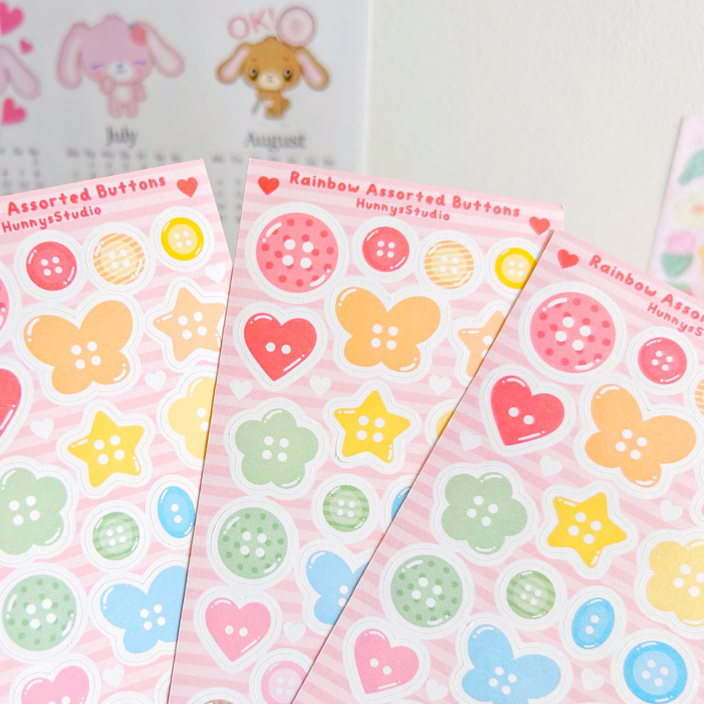 Assorted Rainbow buttons matte sticker sheet