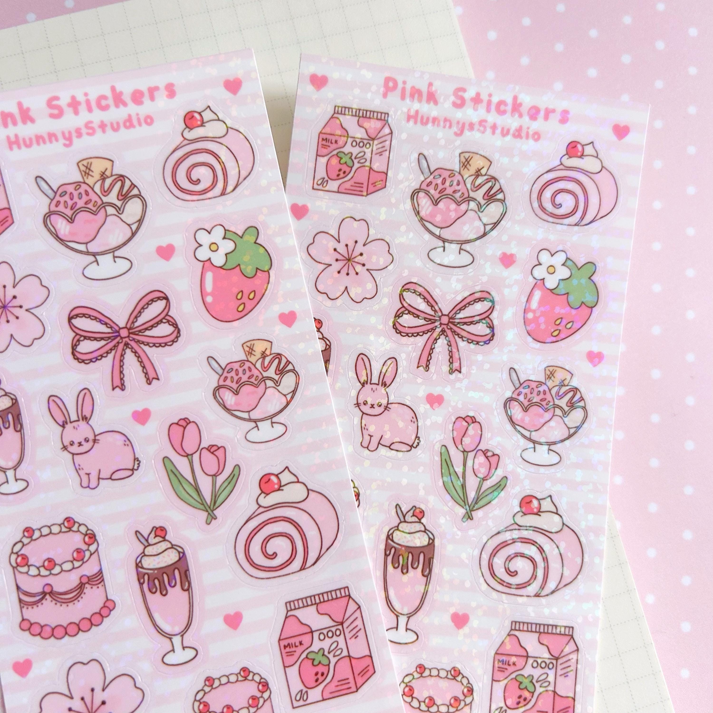 Pink stickers vinyl holographic sticker sheet
