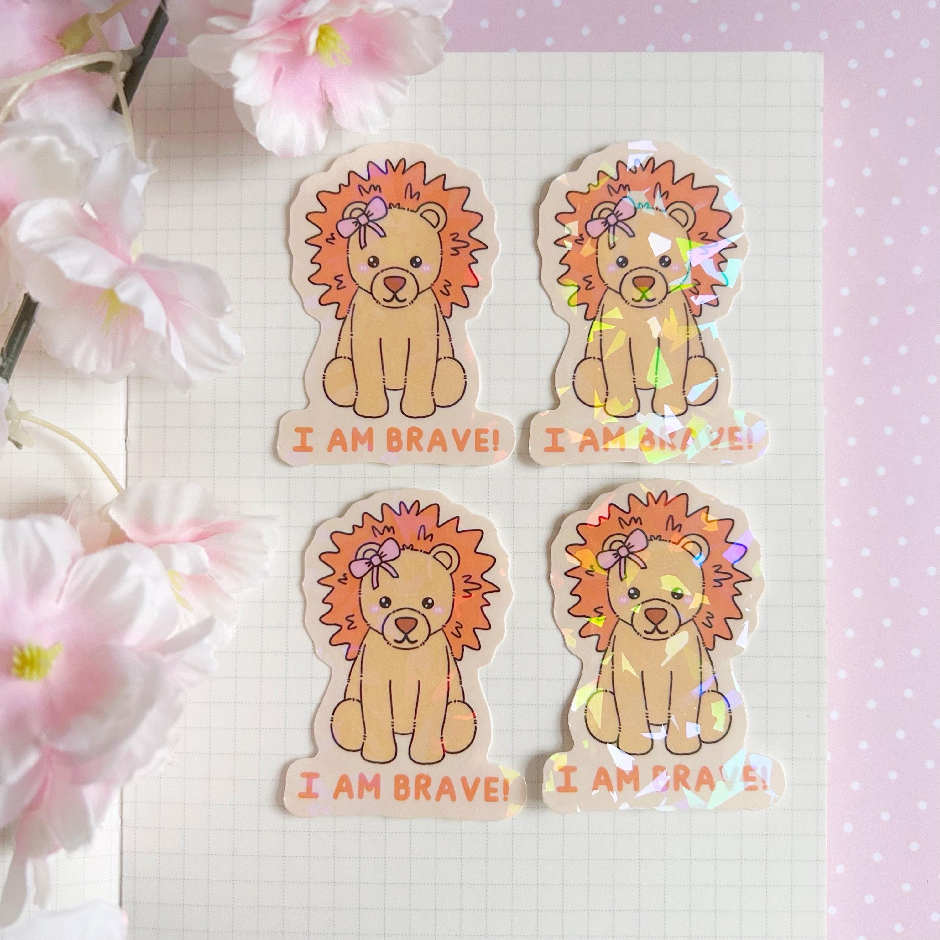 I am brave lion quote die cut vinyl holographic sticker