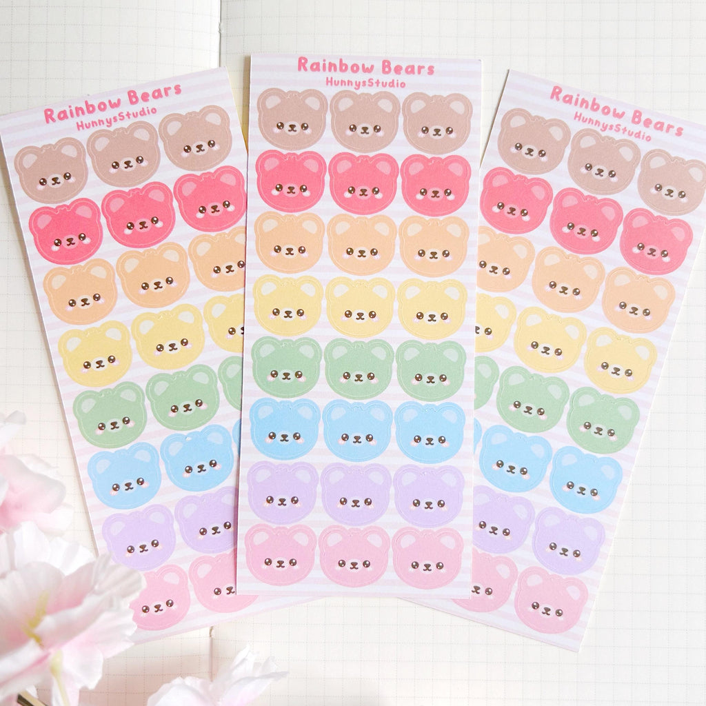Rainbow bears matte sticker sheet
