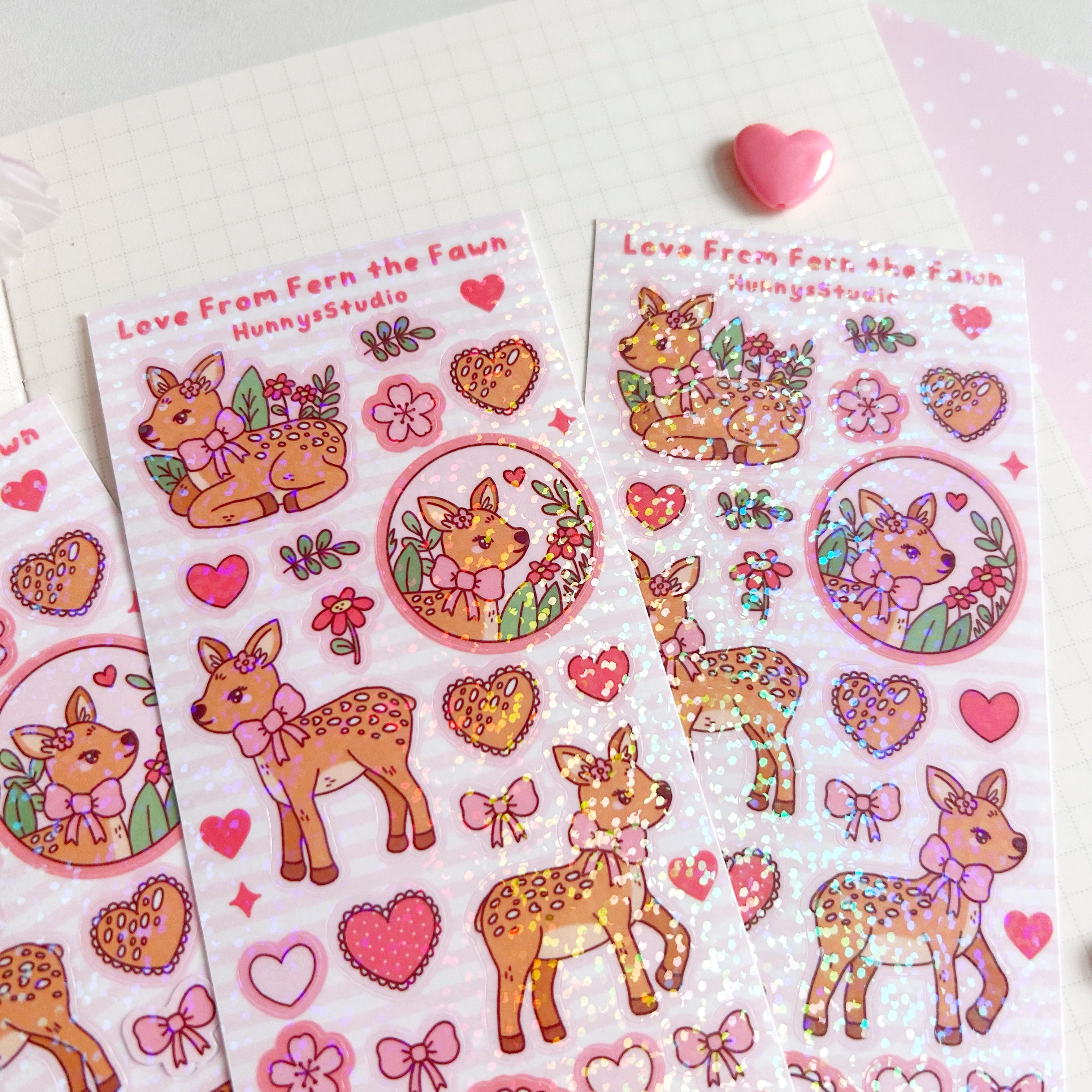 Love from Fern the fawn vinyl holographic sticker sheet