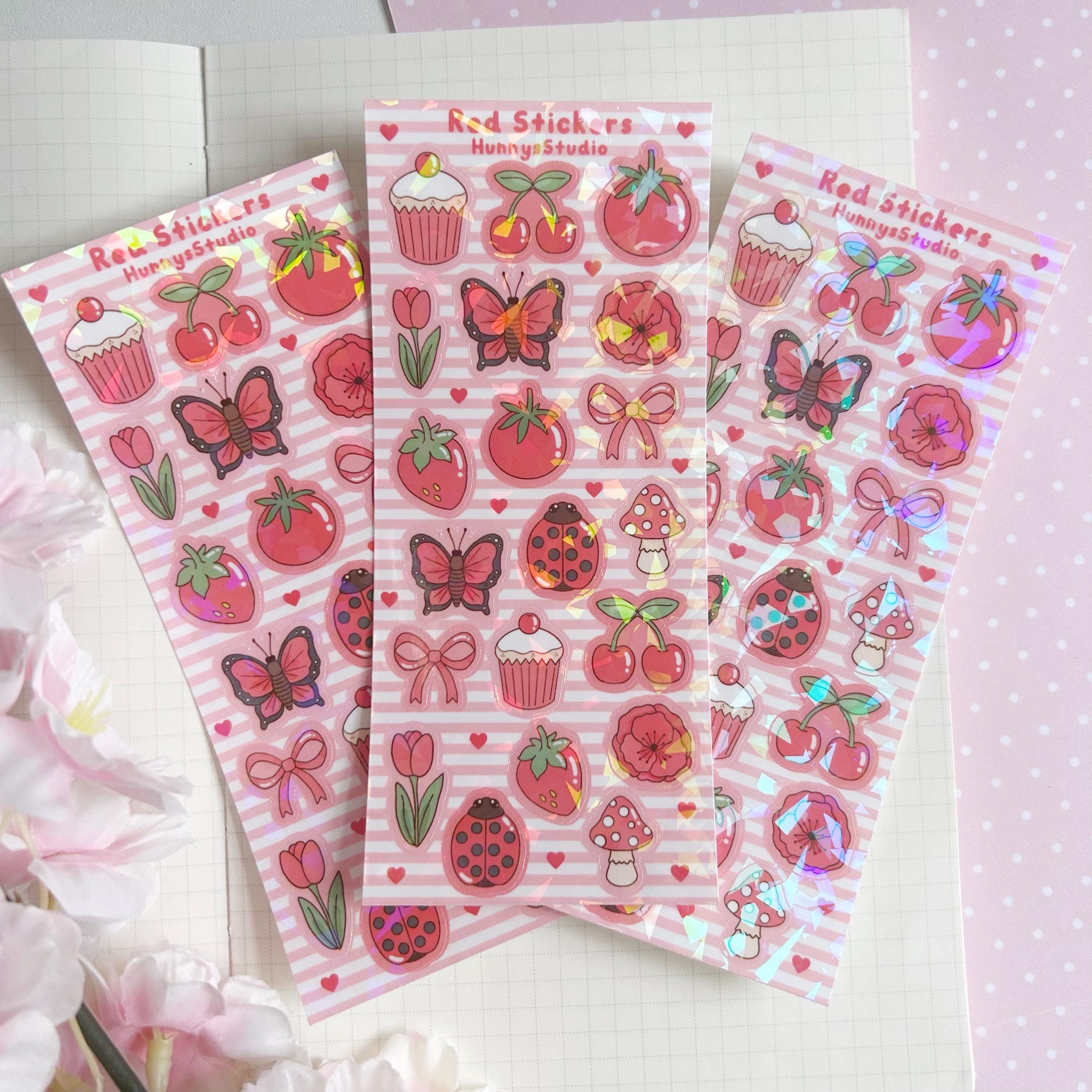 Red stickers vinyl holographic sticker sheet