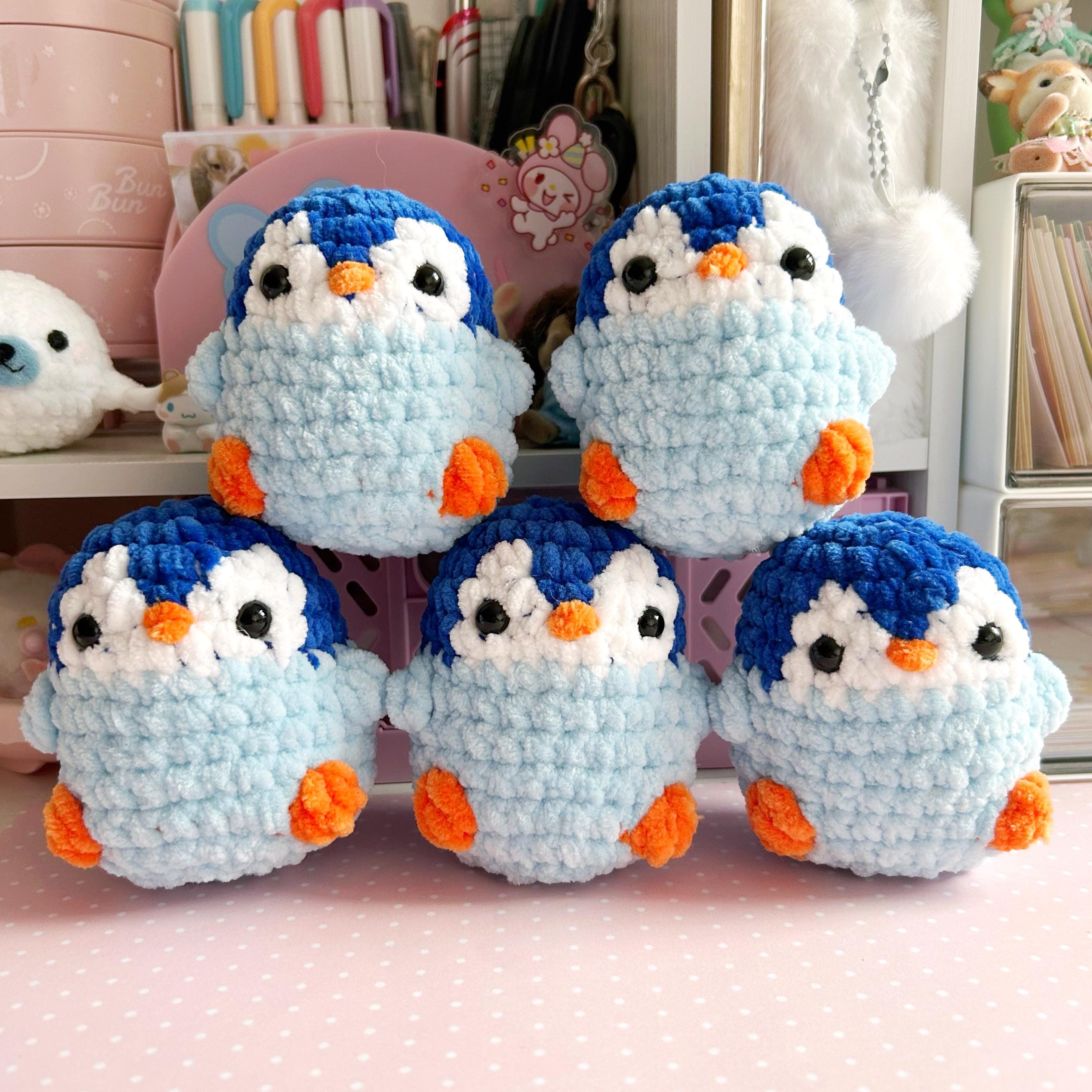 Crochet blue penguins plushies | handmade amigurumi crochet fluffy pastel penguin toy, kawaii crochet soft toys